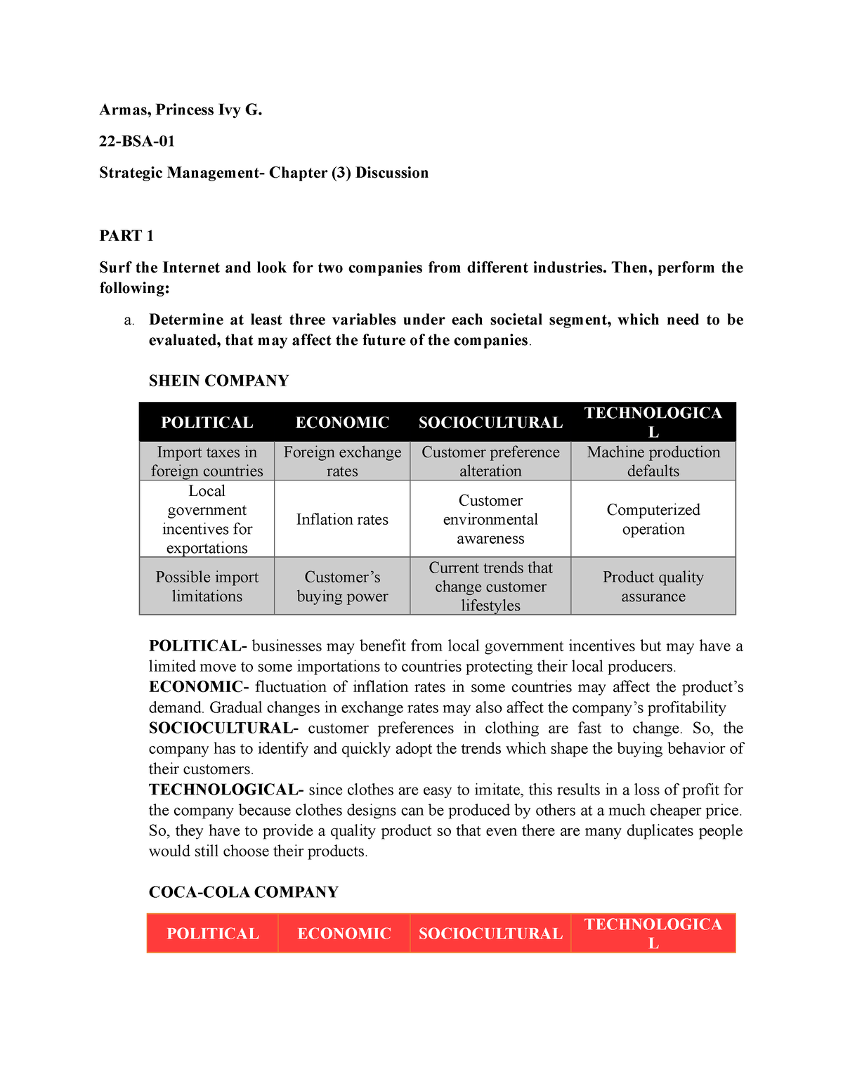 Chp3 - Strategic Management Book Summary- 2nd Year BSA Program - Armas ...