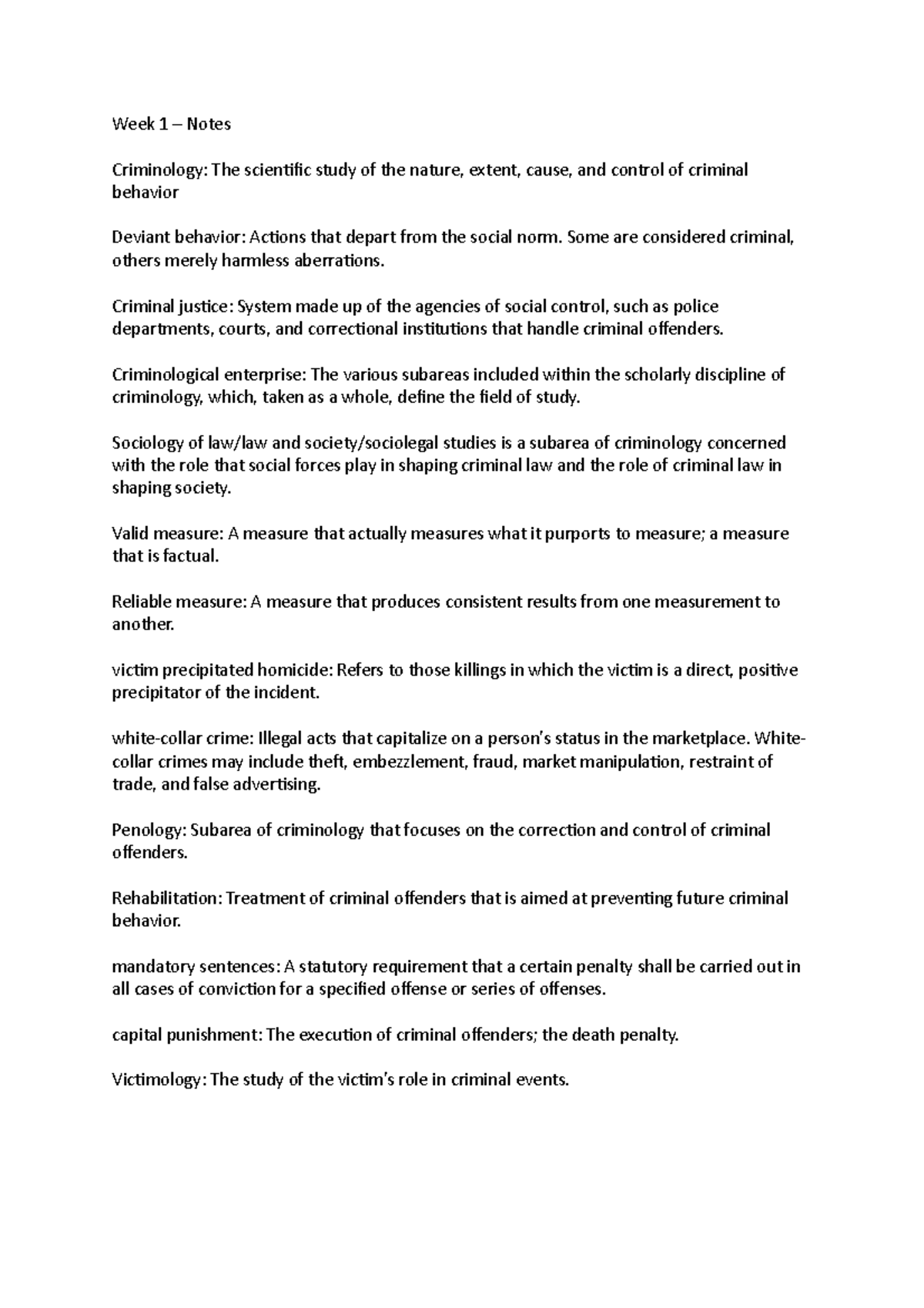 Definitions - Lecture notes Week 1 - Chapter 1 - Week 1 – Notes ...