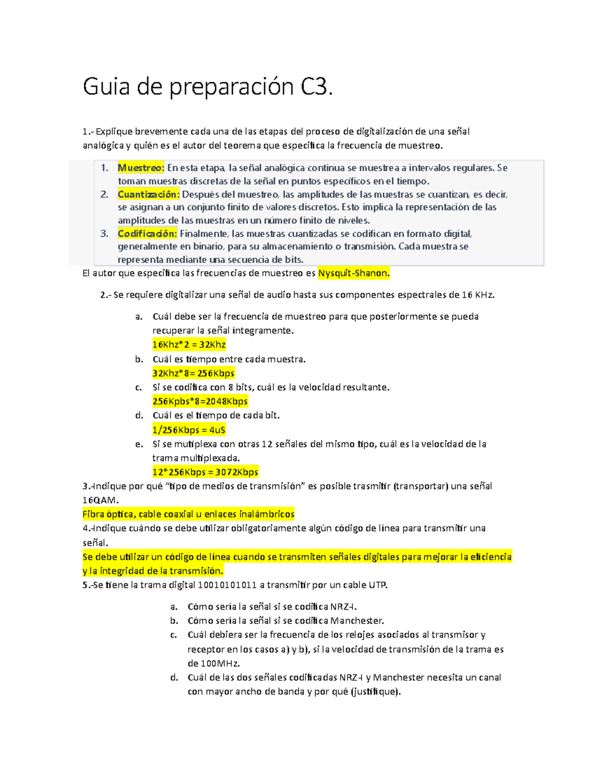 Guia de preparación C3 - Guia de preparación C3. 1.- Explique ...