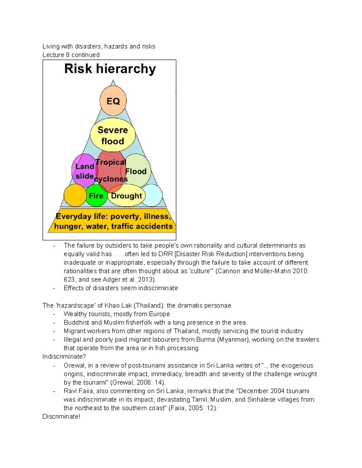 Lecture 8 - living with disasters hazards and risks - Living with ...