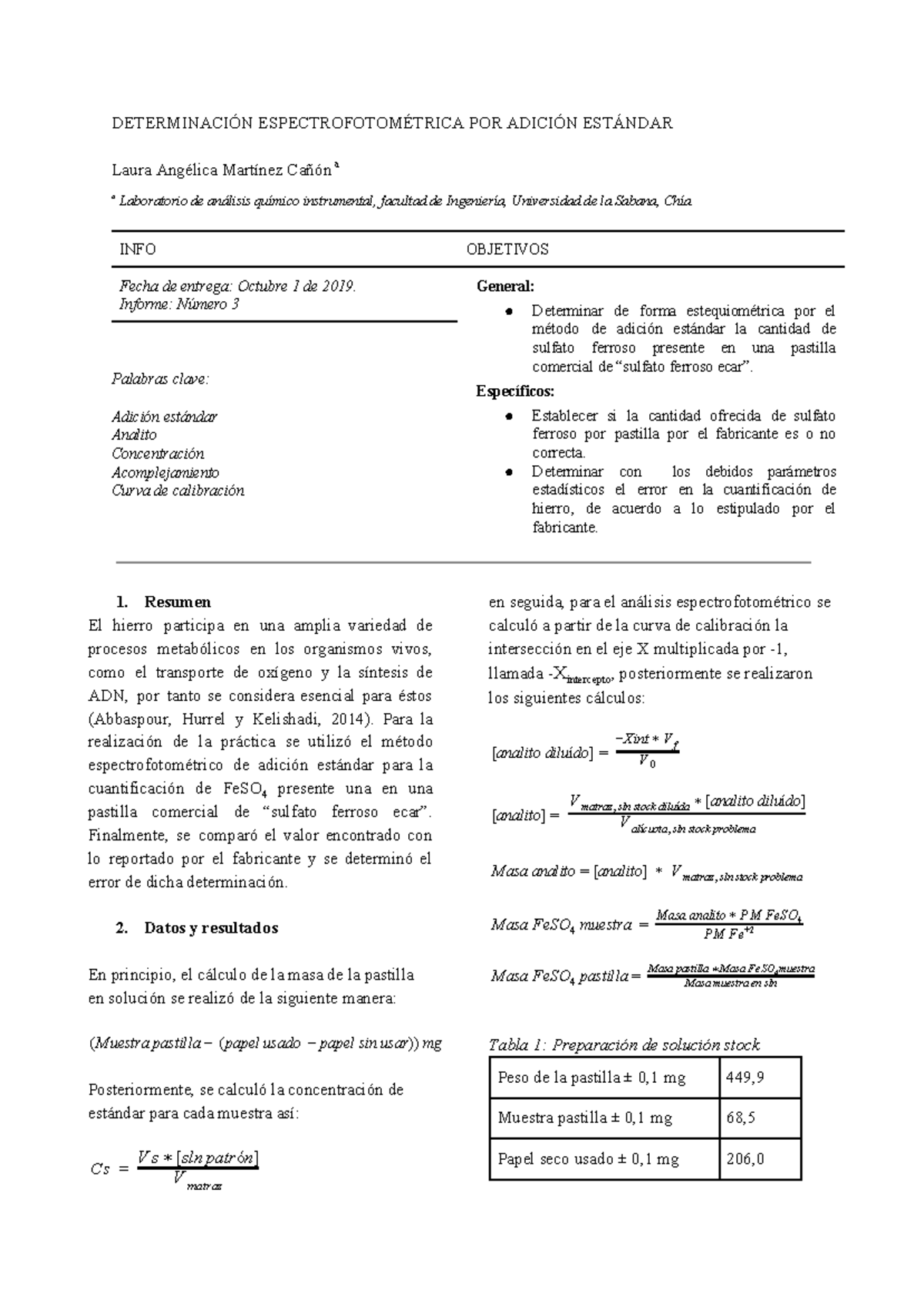 Determinación Espectrofotométrica POR Adición Estándar - DETERMINACIÓN ...