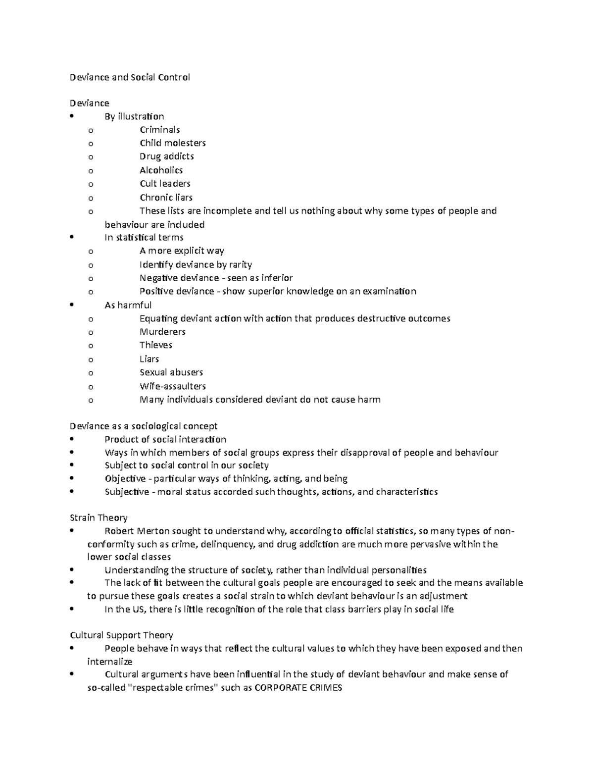 Exam Review - Deviance and Social Control Deviance By illustration o ...