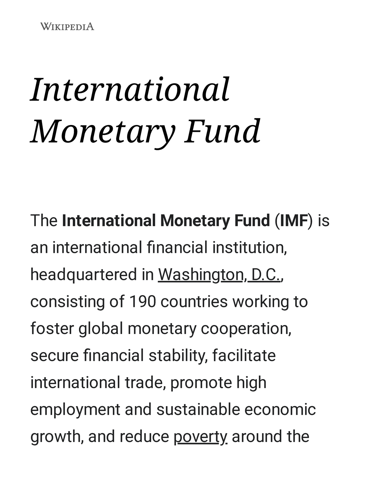 International Monetary Fund - Wikipedia - International Monetary Fund ...