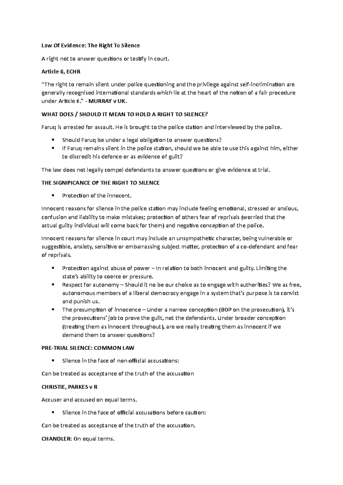 Law Of Evidence - The Right To Silence - Law Of Evidence: The Right To ...