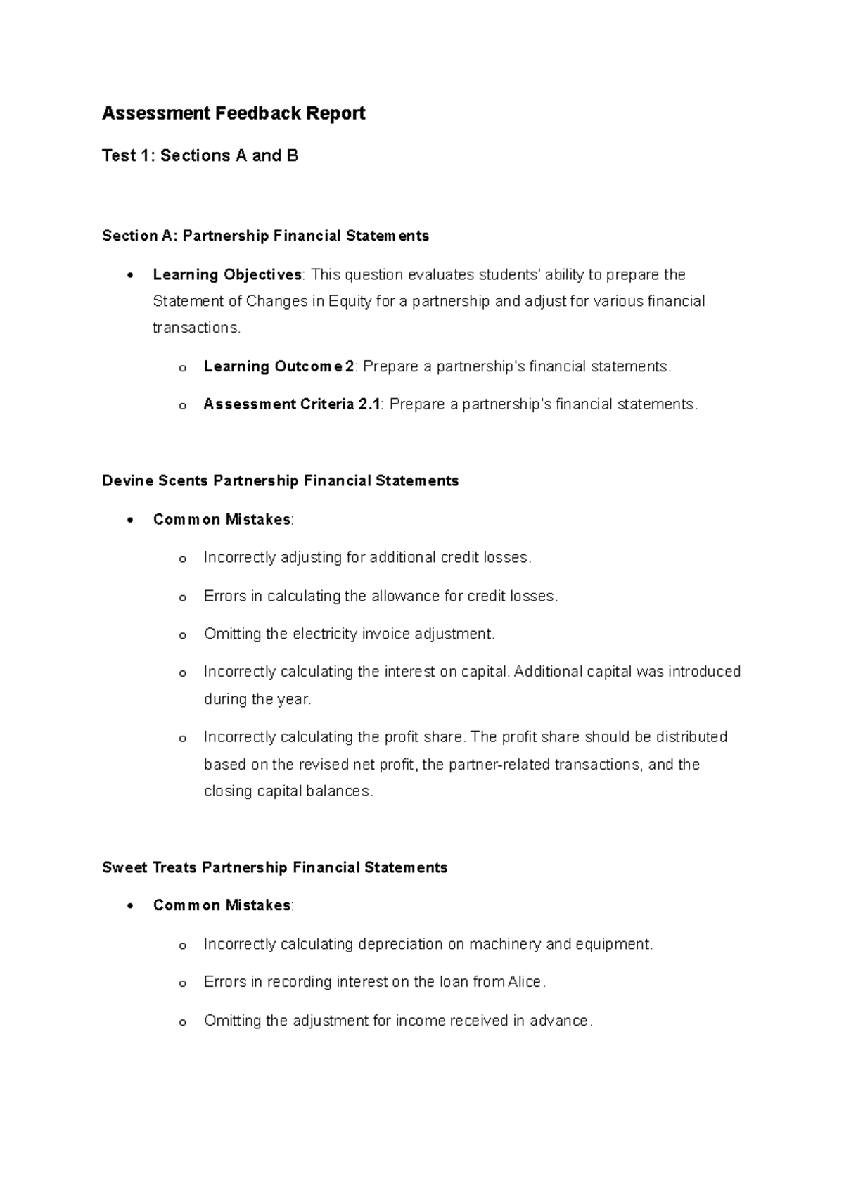 Cofab 1-44 Assessment Feedback Report - Test 1 - Assessment Feedback ...