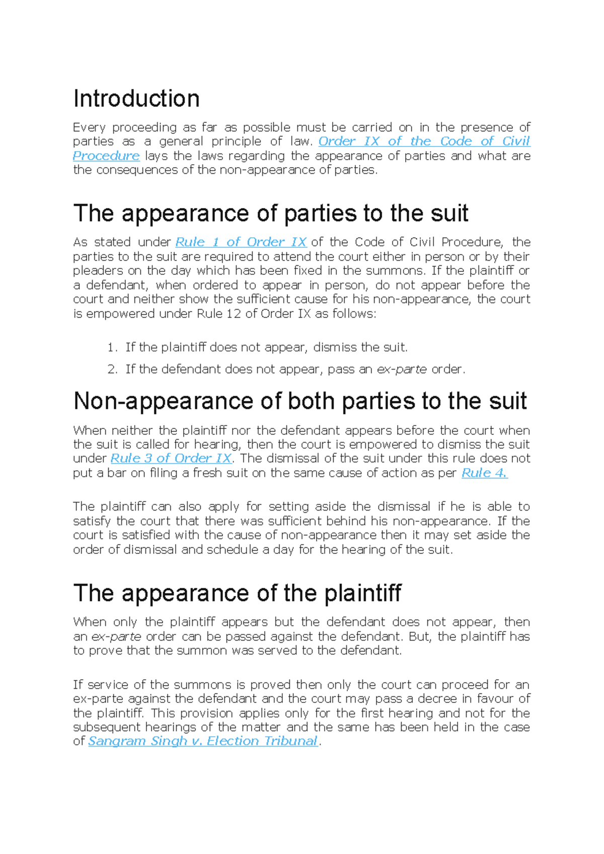 Appearance and examination of parties - Introduction Every proceeding ...