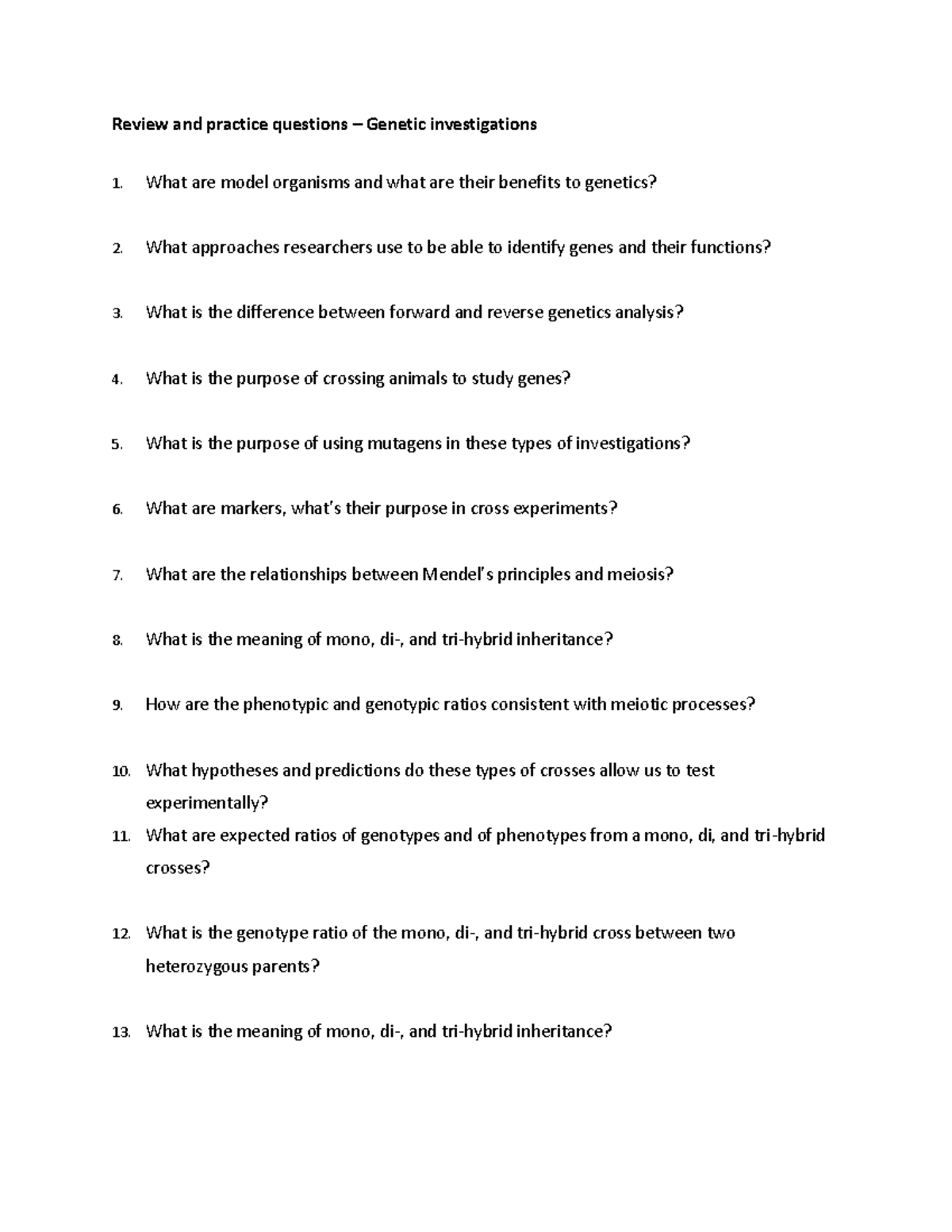 questions for Module 3 - Review and practice questions – Genetic ...