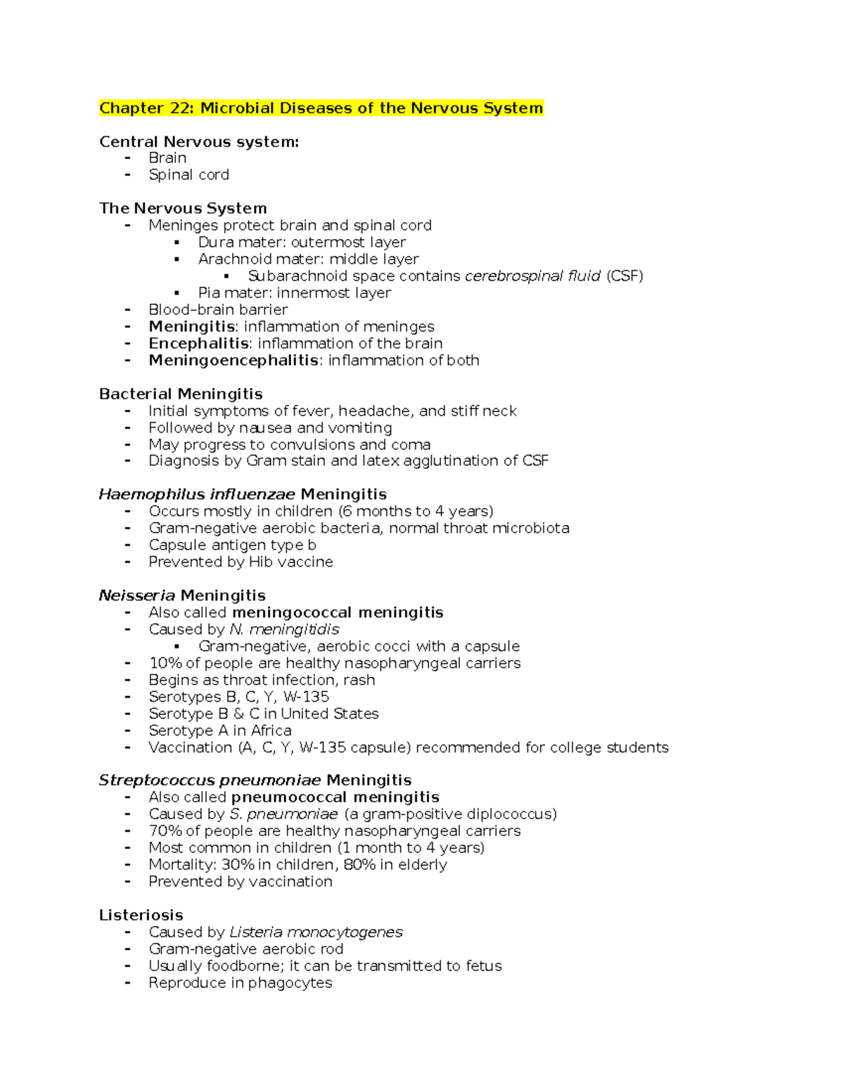 Chapter 22 - Lecture Notes Lecture 5 - Chapter 22: Microbial Diseases ...