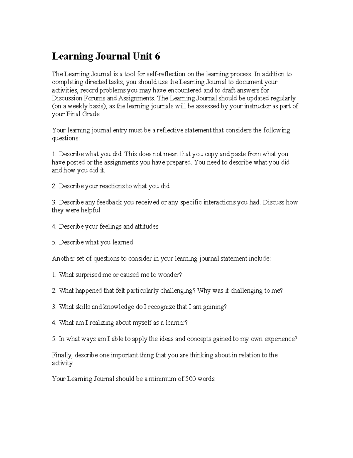 Bus 4402 Learning Journal Unit 6 - Learning Journal Unit 6 The Learning ...