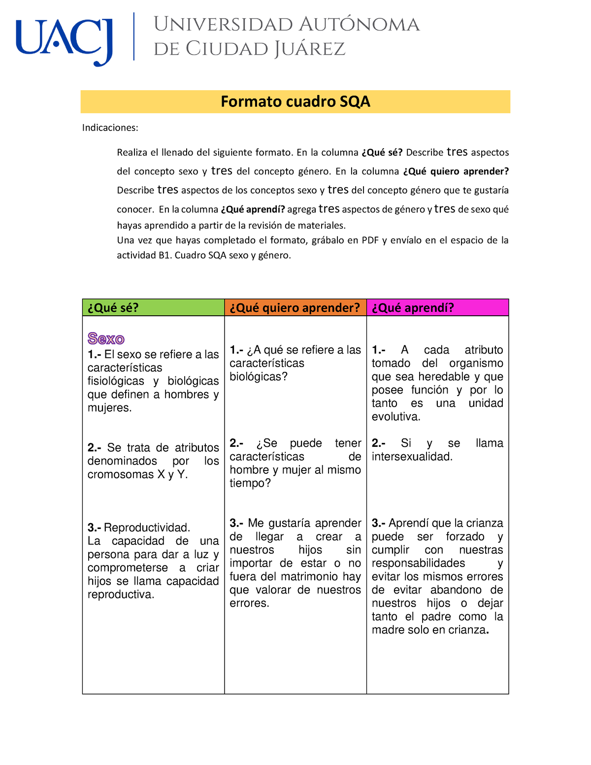 Actividad B1. Paola Facio 165575 - Formato Cuadro SQA Indicaciones ...