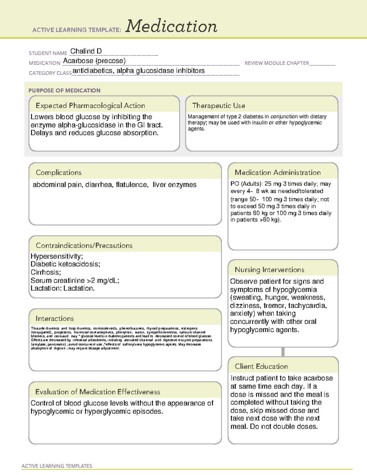 Precose- Alpha Glucosidase Inhibitor - ACTIVE LEARNING TEMPLATES ...