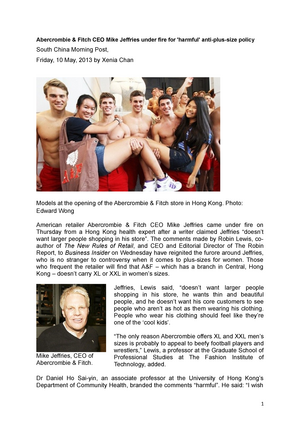 loyalitet Jabeth Wilson Medfølelse SCMP 10May13 -Abercrombie and Fitch CEO Mike Jeffries under fire(2) -  Abercrombie &amp; Fitch CEO - StuDocu