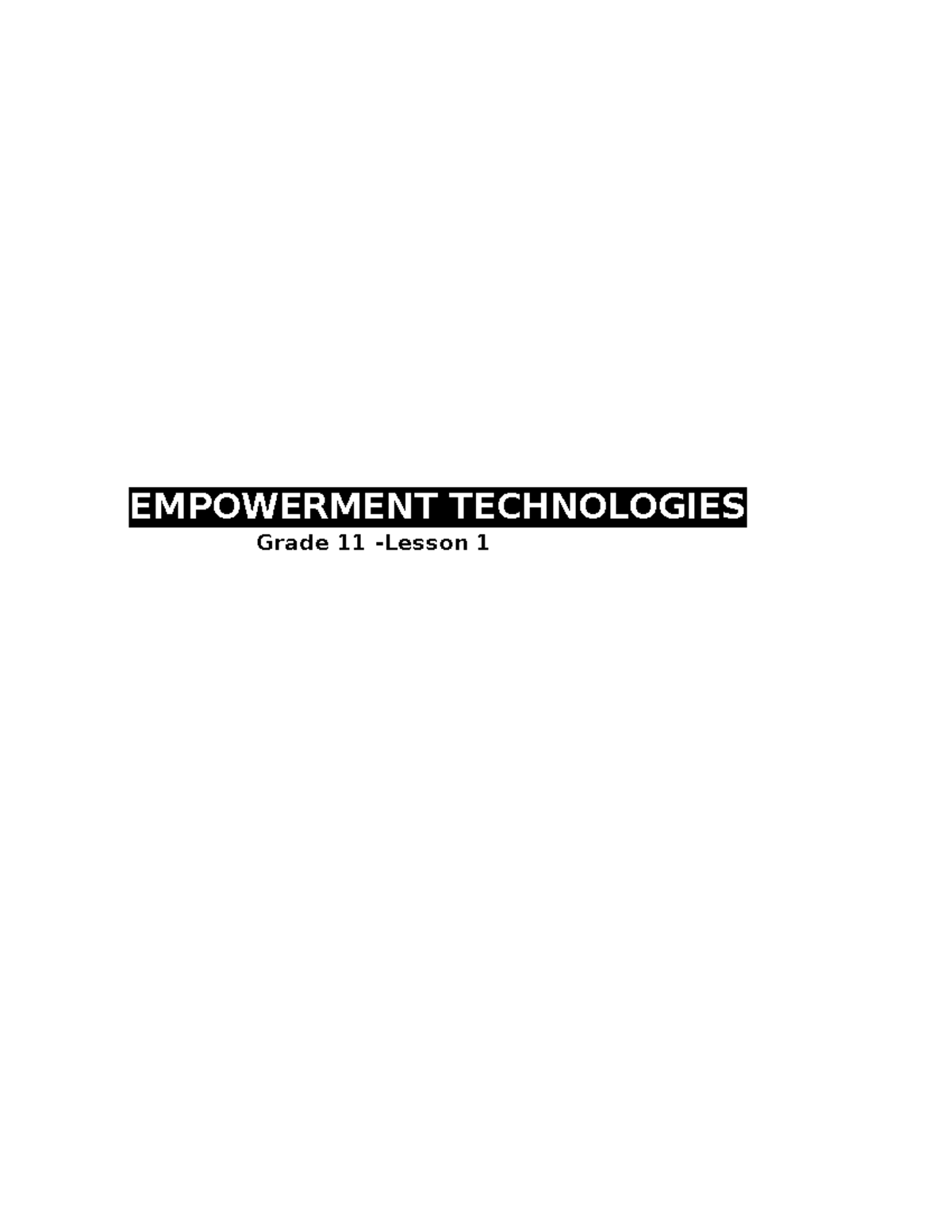Empowerment Technologieslesson1G112NDSEM EMPOWERMENT