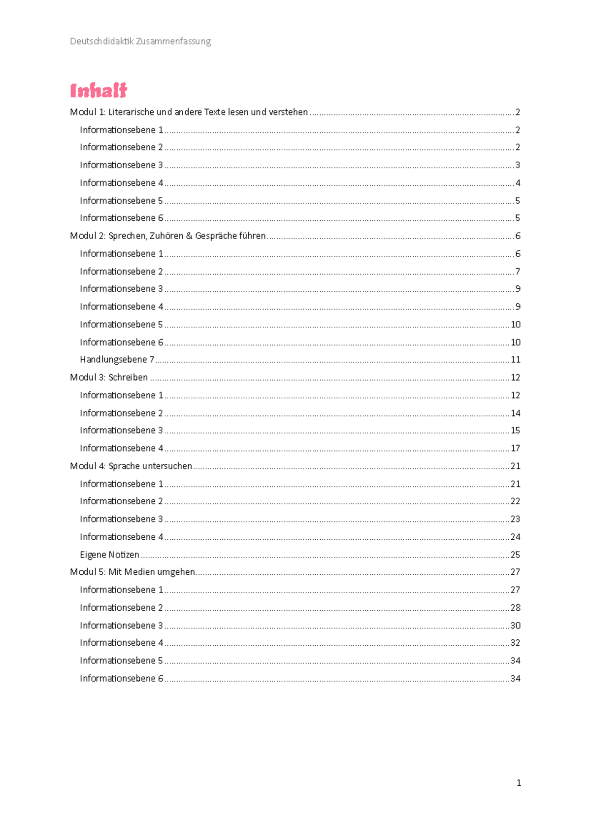 Deutschdidaktik Sose Inhalt Modul Literarische Und Andere Texte Lesen Und Verstehen Studocu