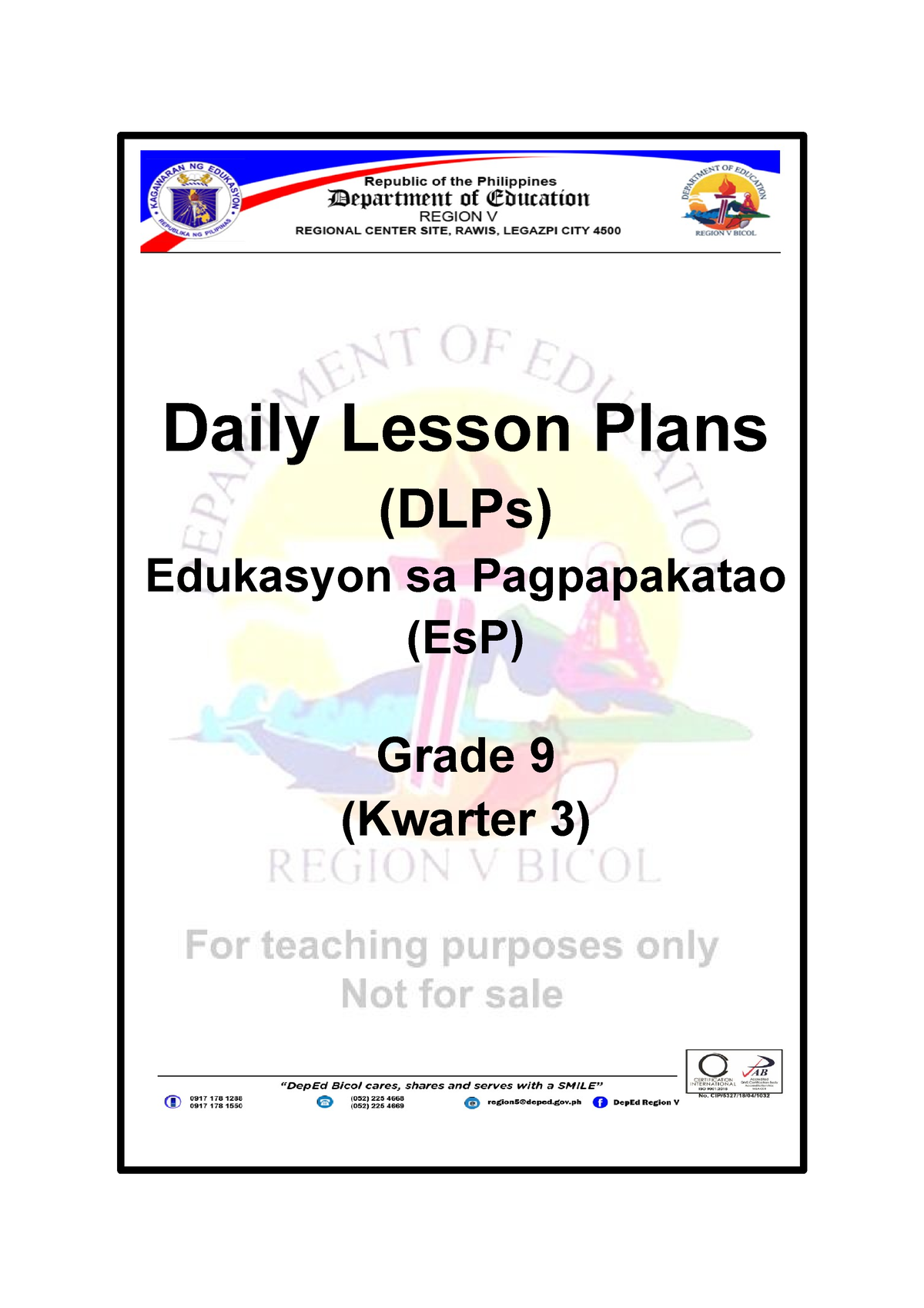 Esp 9 3rd Quarter - EDUKASYON SA PAGPAPAKATAO - Daily Lesson Plans ...