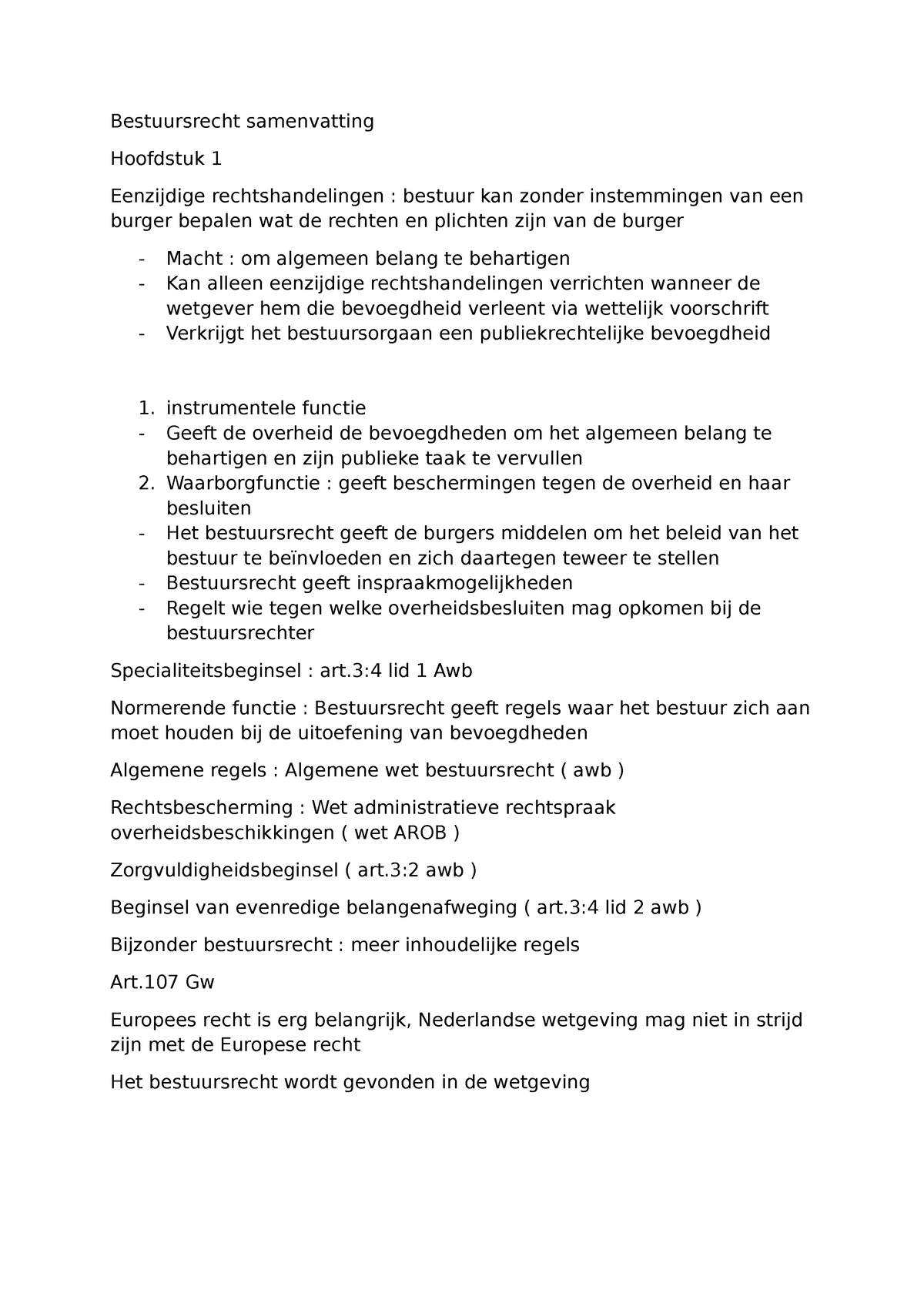 Bestuursrecht Samenvatting - Bestuursrecht Samenvatting Hoofdstuk 1 ...