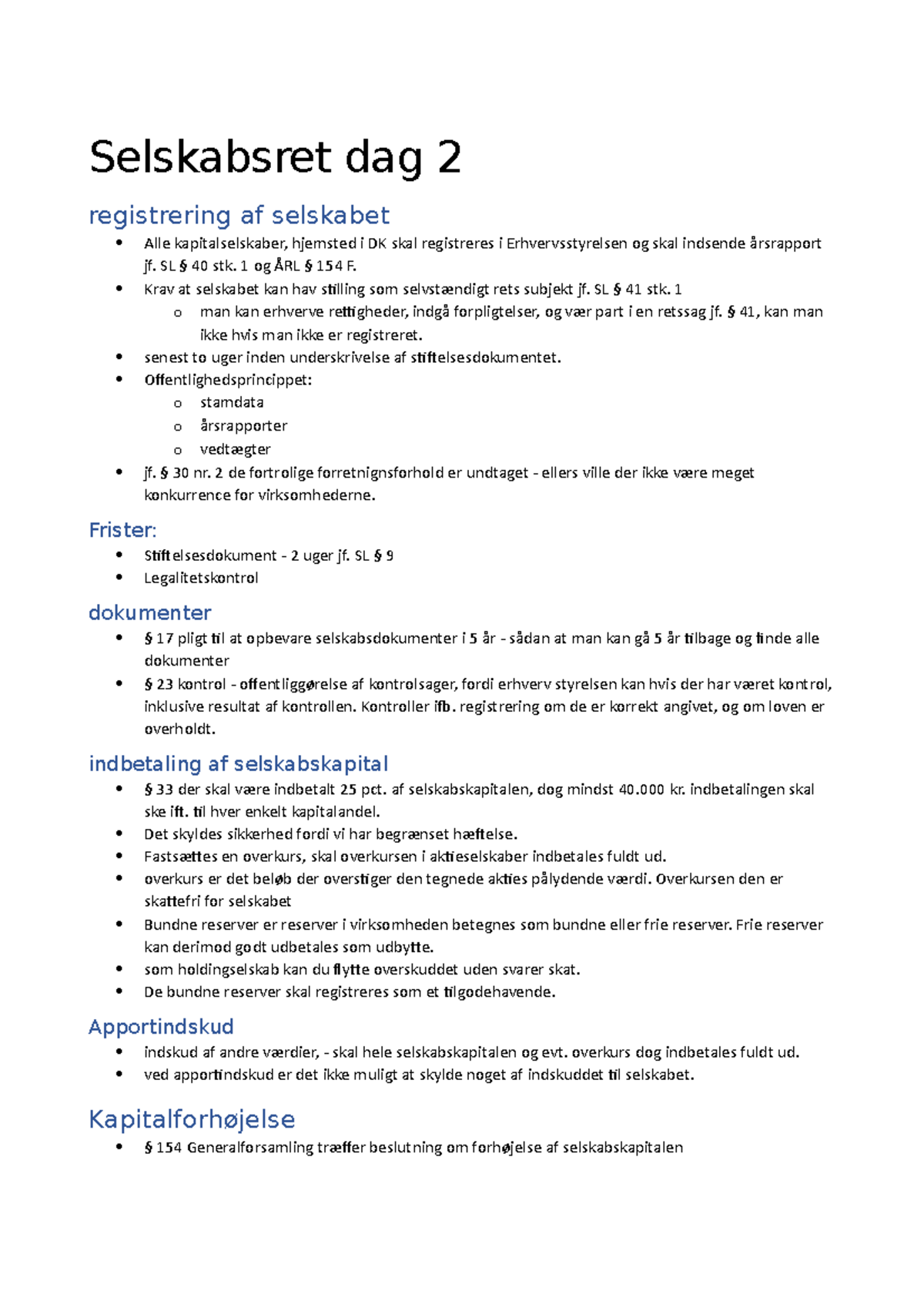 Selskabsret Og Selskabsloven - Selskabsret Dag 2 Registrering Af ...