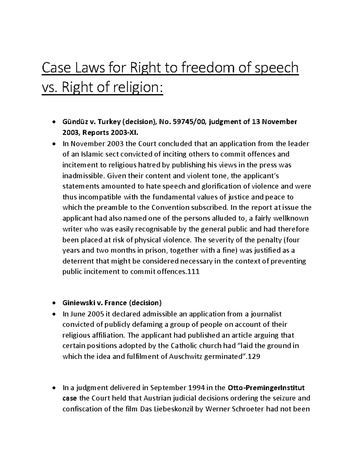 case-laws-for-right-to-freedom-of-speech-vs-right-of-religion-echr