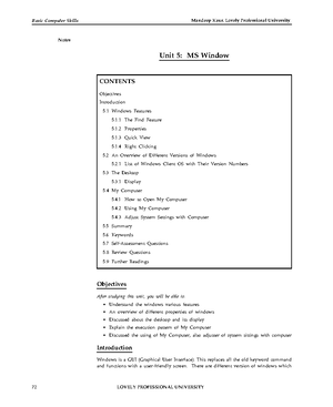 UNIT 8 - Microsoft Word-II - Basic Computer Skills Notes Unit 8 ...