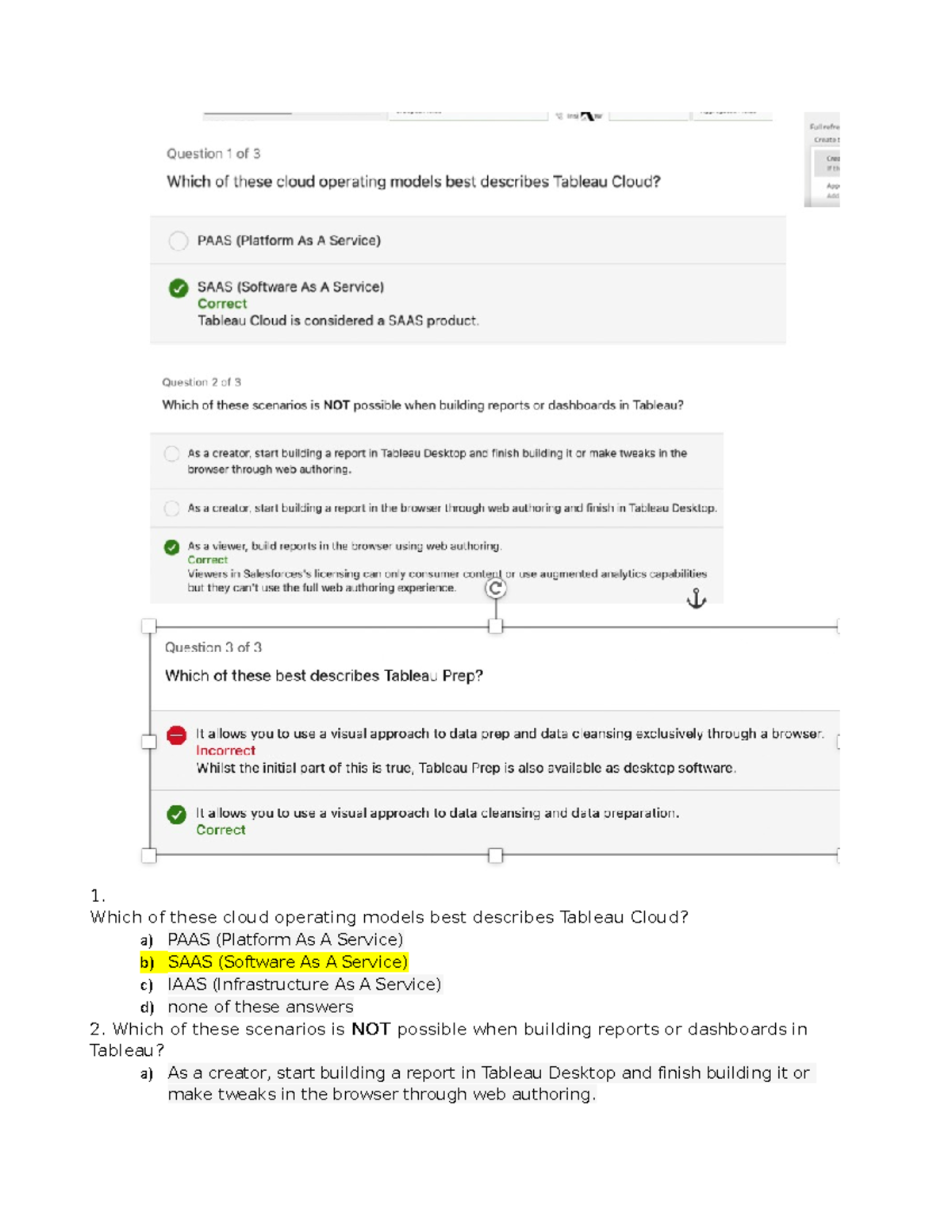 Tableau Workshop - 1. Which of these cloud operating models best ...