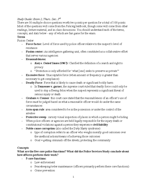 Police Function Study Guide - Police Function (1) What causes crime? o ...