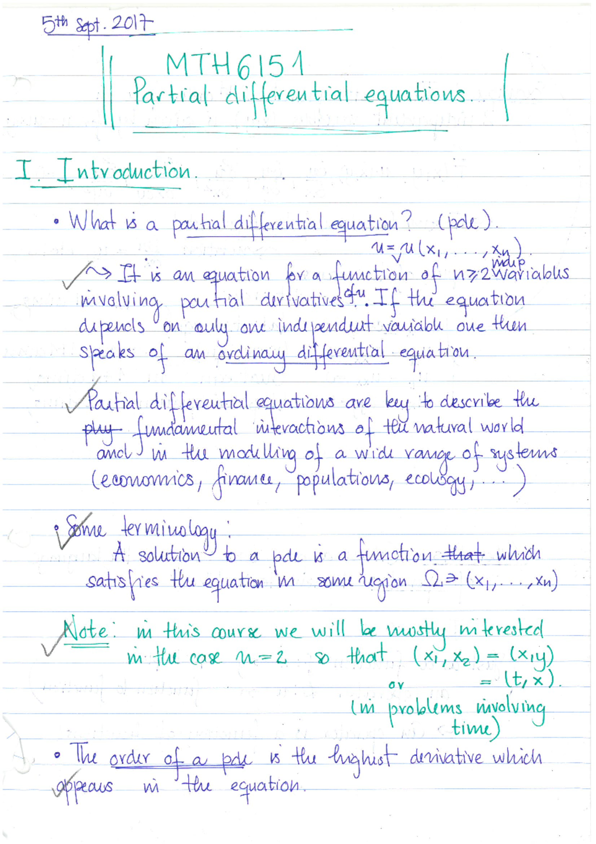 Hand Week 1 - Lecture notes 1 - MTH6151 - Studocu
