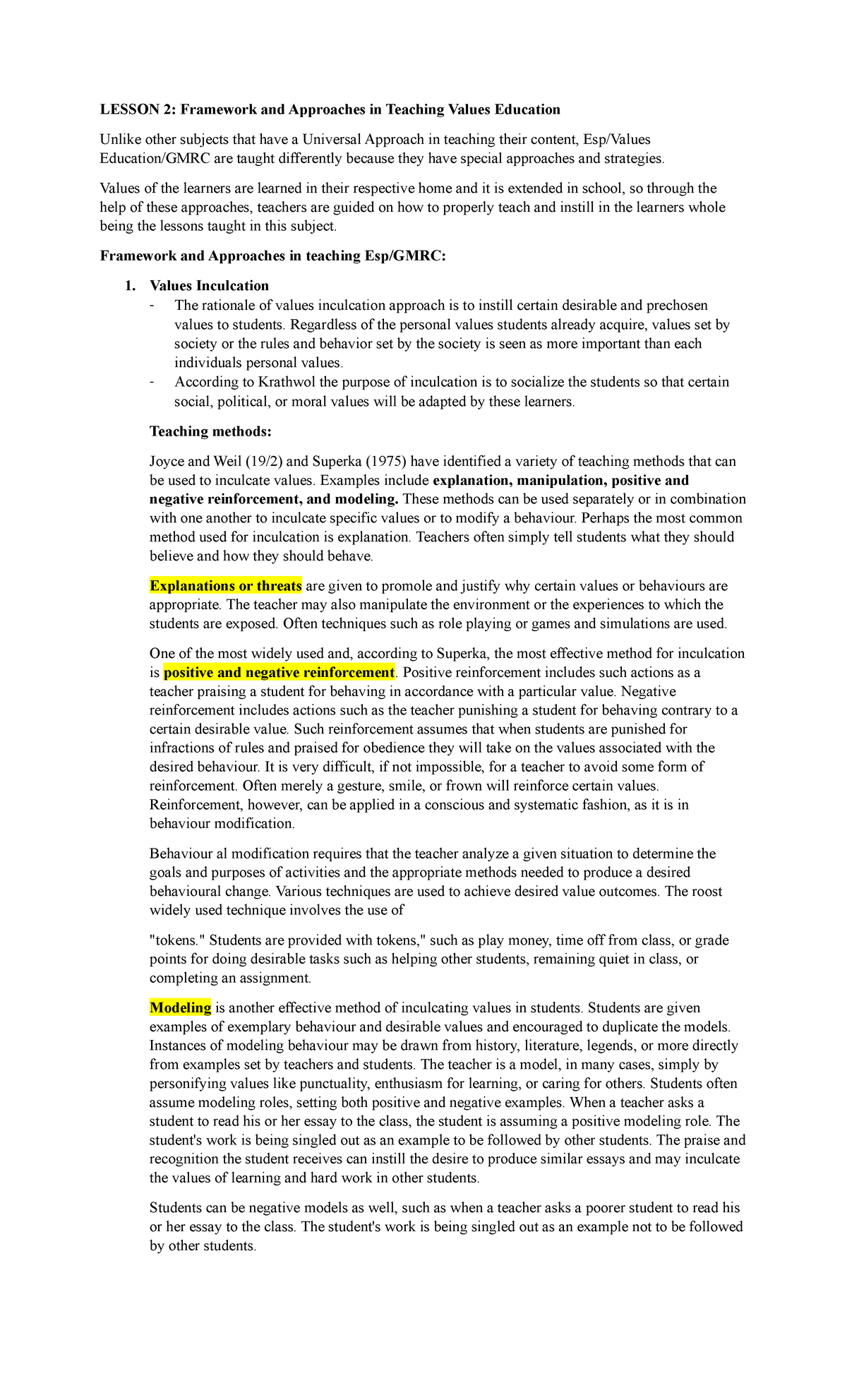 STRATEGIES IN TEACHING GMRC - LESSON 2: Framework And Approaches In ...