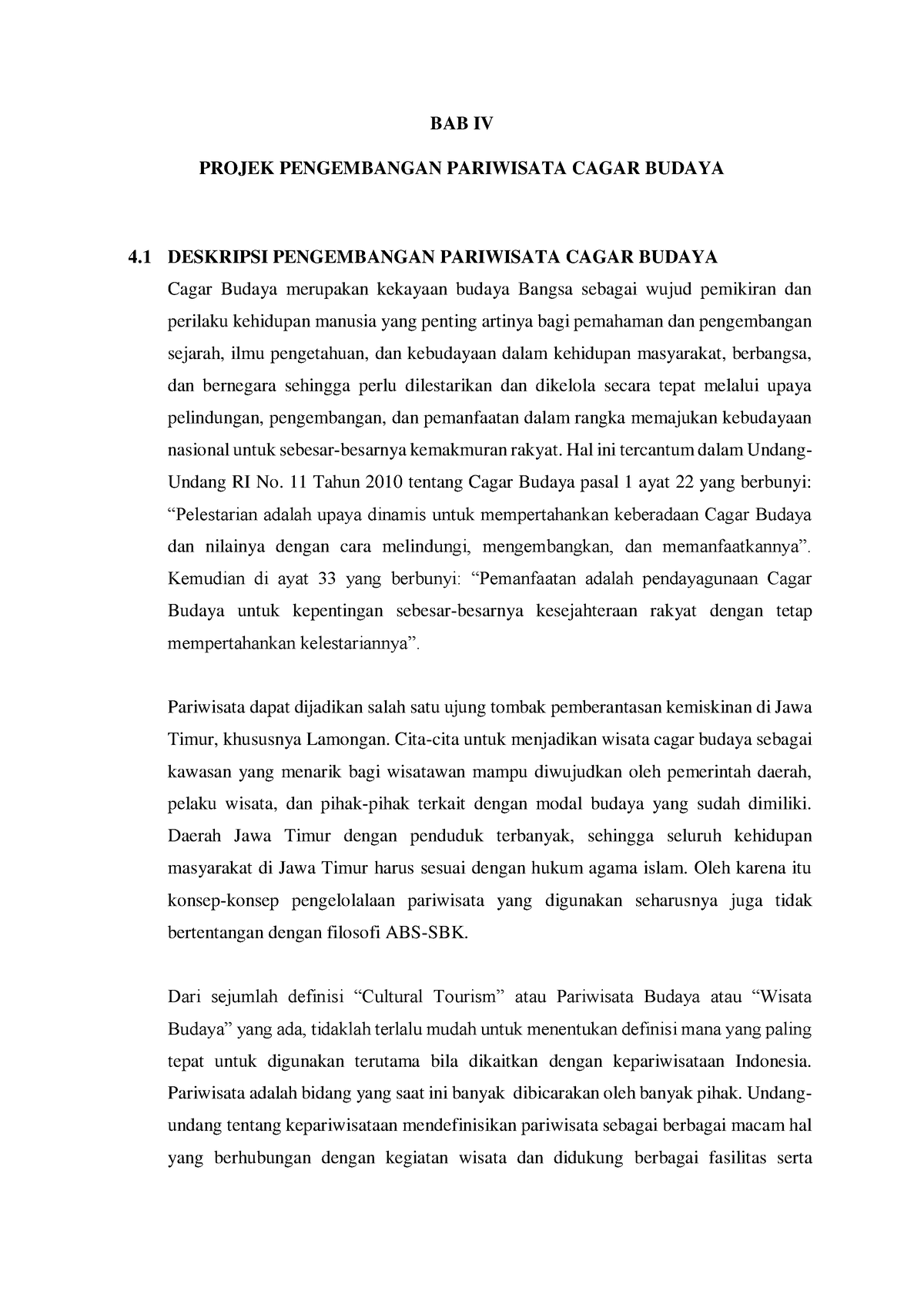 Tugas 27 - BAB IV PROJEK PENGEMBANGAN PARIWISATA CAGAR BUDAYA 4 ...