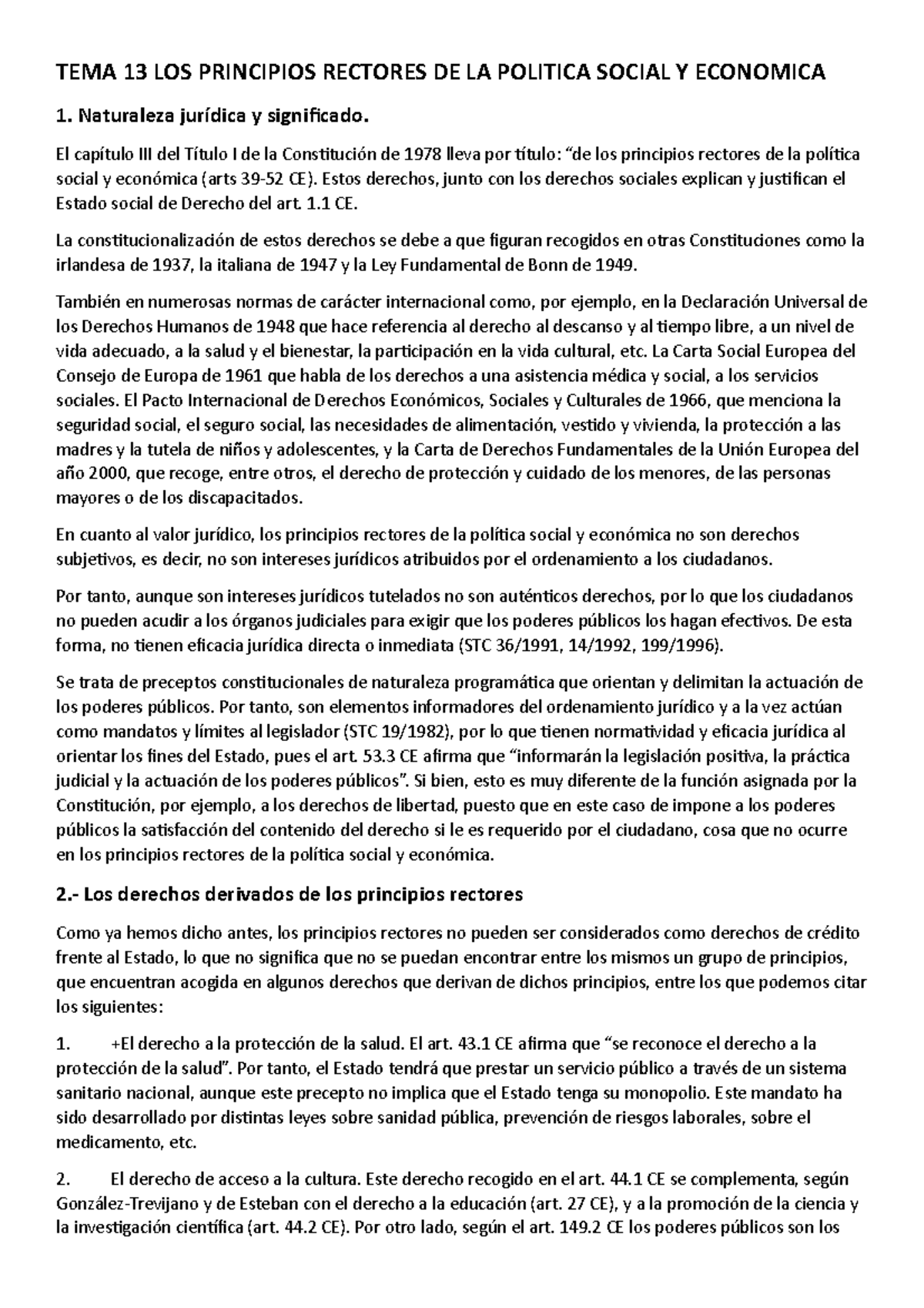 TEMA 13 LOS Principios Rectores DE LA Politica Social Y Economica ...