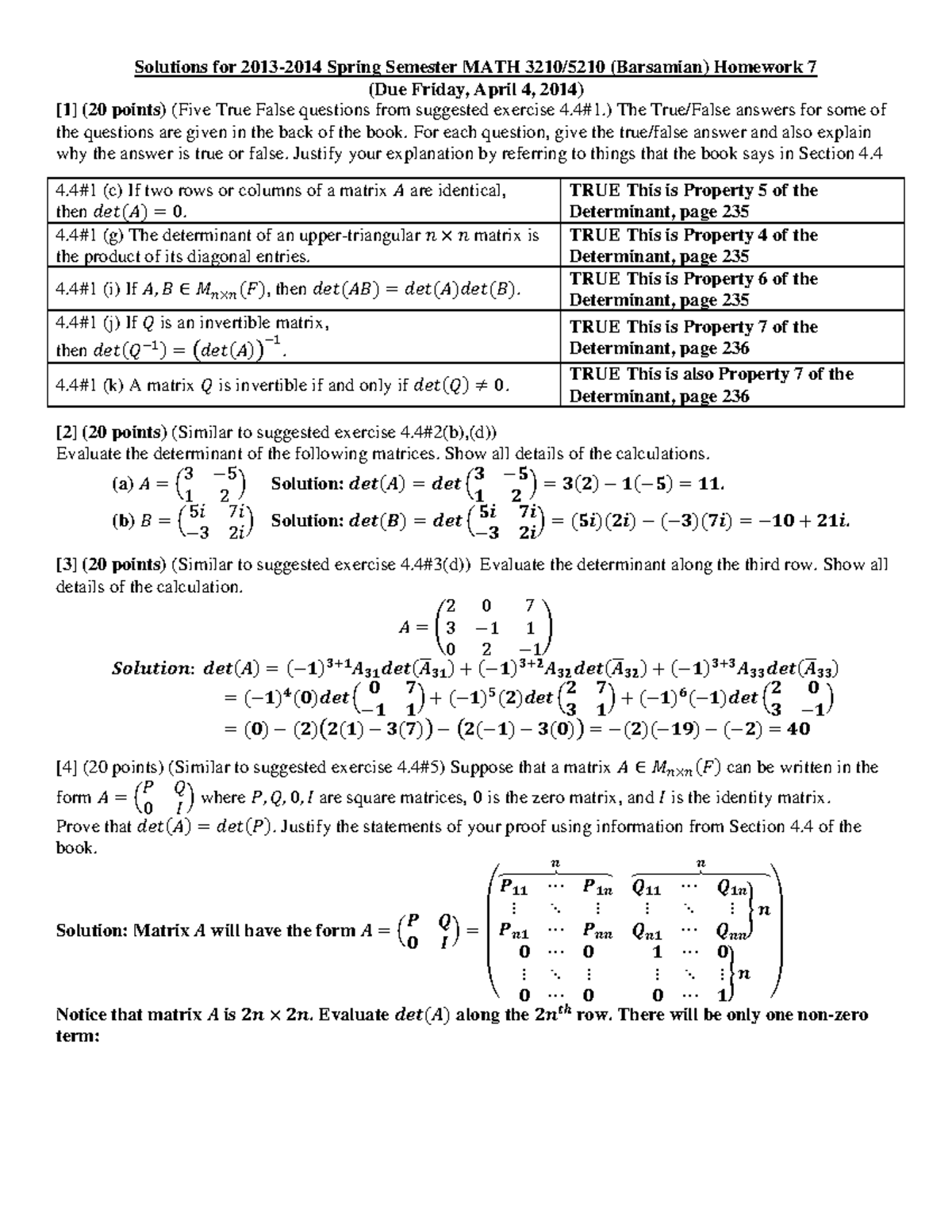 H07s Math 3210 2013 2014 - Solutions for 2013-2014 Spring Semester MATH ...