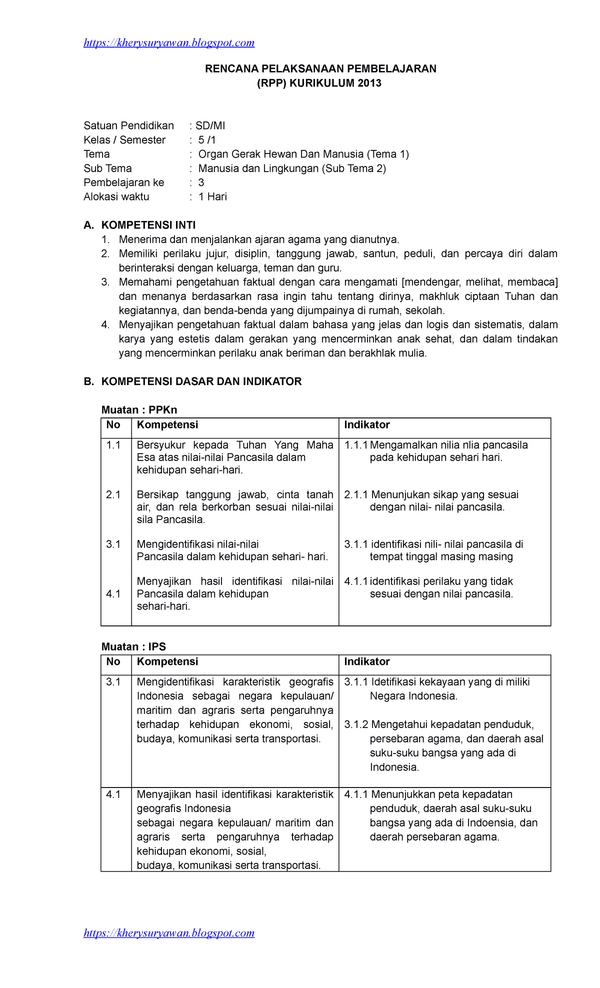 Kelas 5 SM1 Tema 1 ST 2- C - Rpp - RENCANA PELAKSANAAN PEMBELAJARAN ...