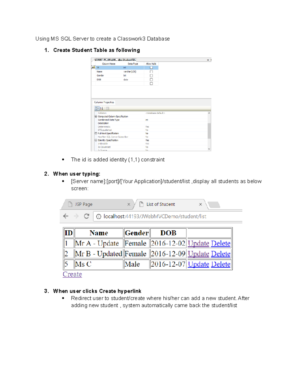 3 - Workshop - Using MS SQL Server to create a Classwork3 Database ...