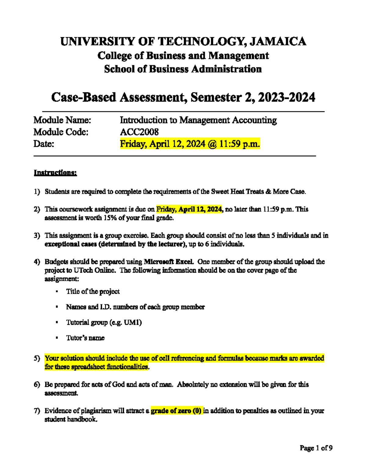 Budgeting Project 2023 24 Introduction To Management Accounting Studocu