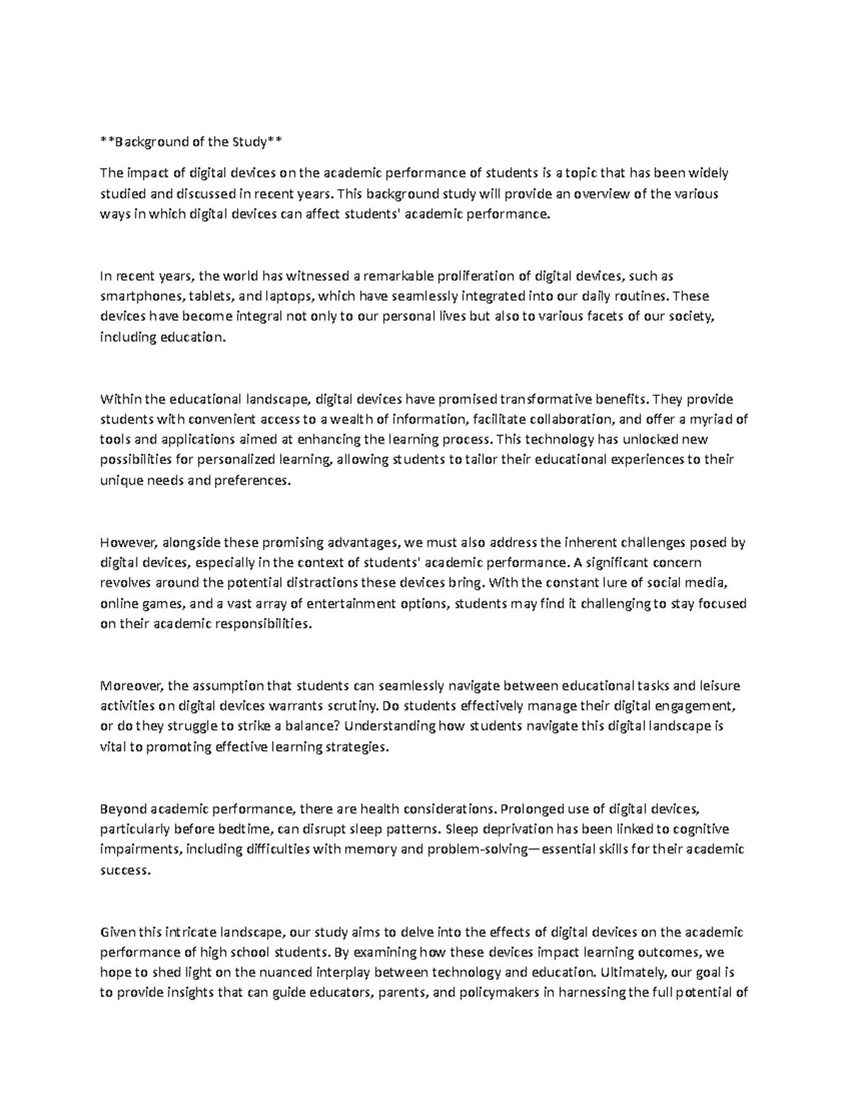 Background reference 3 Background of the Study The impact of digital