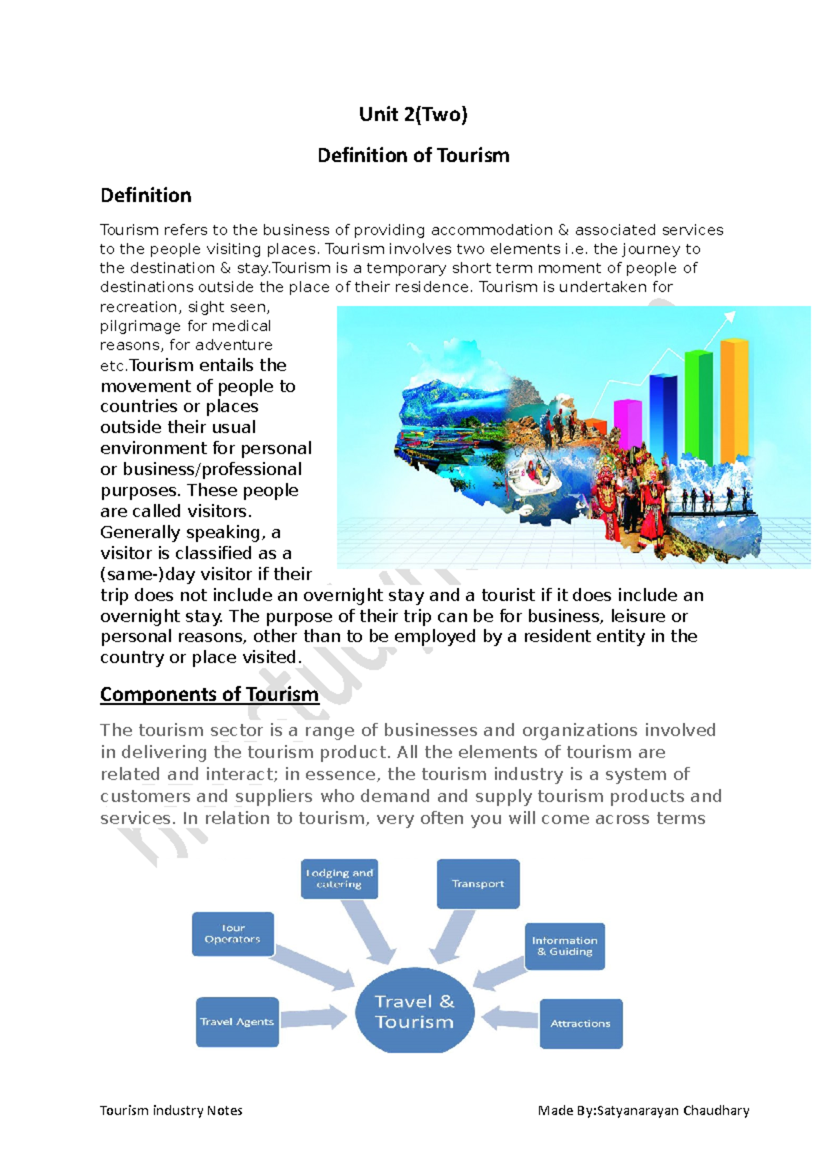 Hospitality and tourism industry Unit 2 Unit 2(Two) Definition of