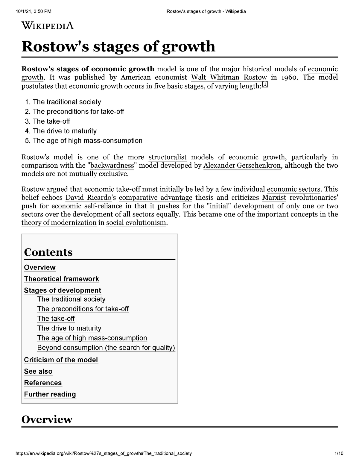 Rostow's Stages Of Growth In Regional Planning - Rostow's Stages Of ...