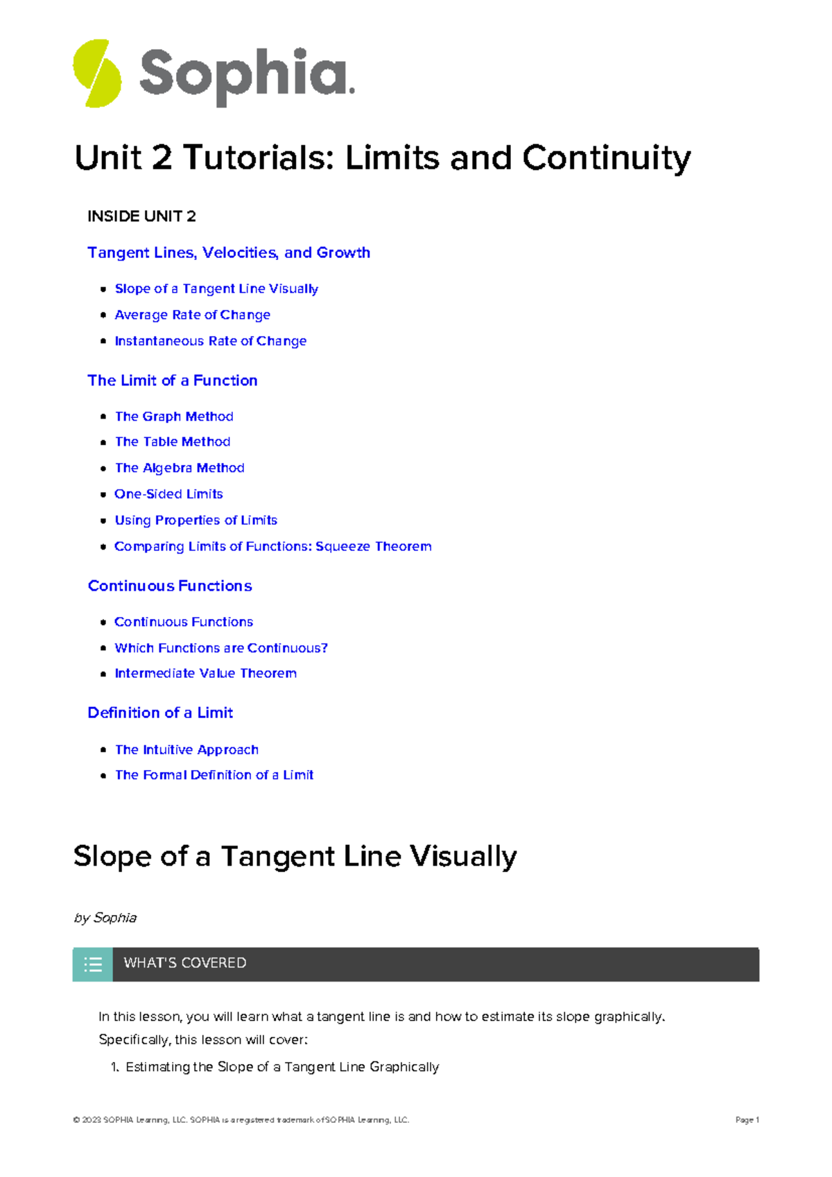 Unit 2 Tutorials Limits And Continuity - Unit 2 Tutorials: Limits And ...