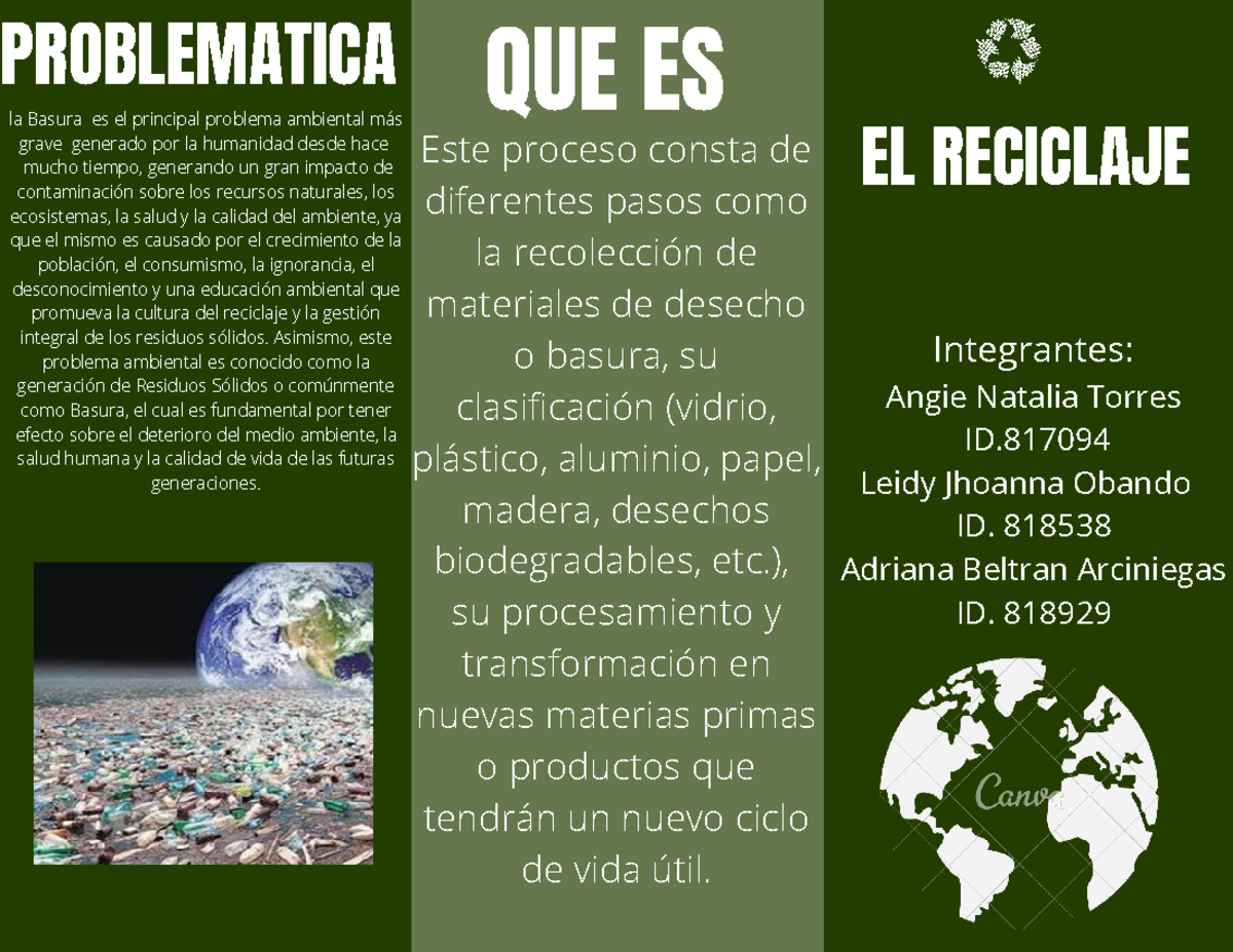 Como Hacer Un Folleto Del Reciclaje