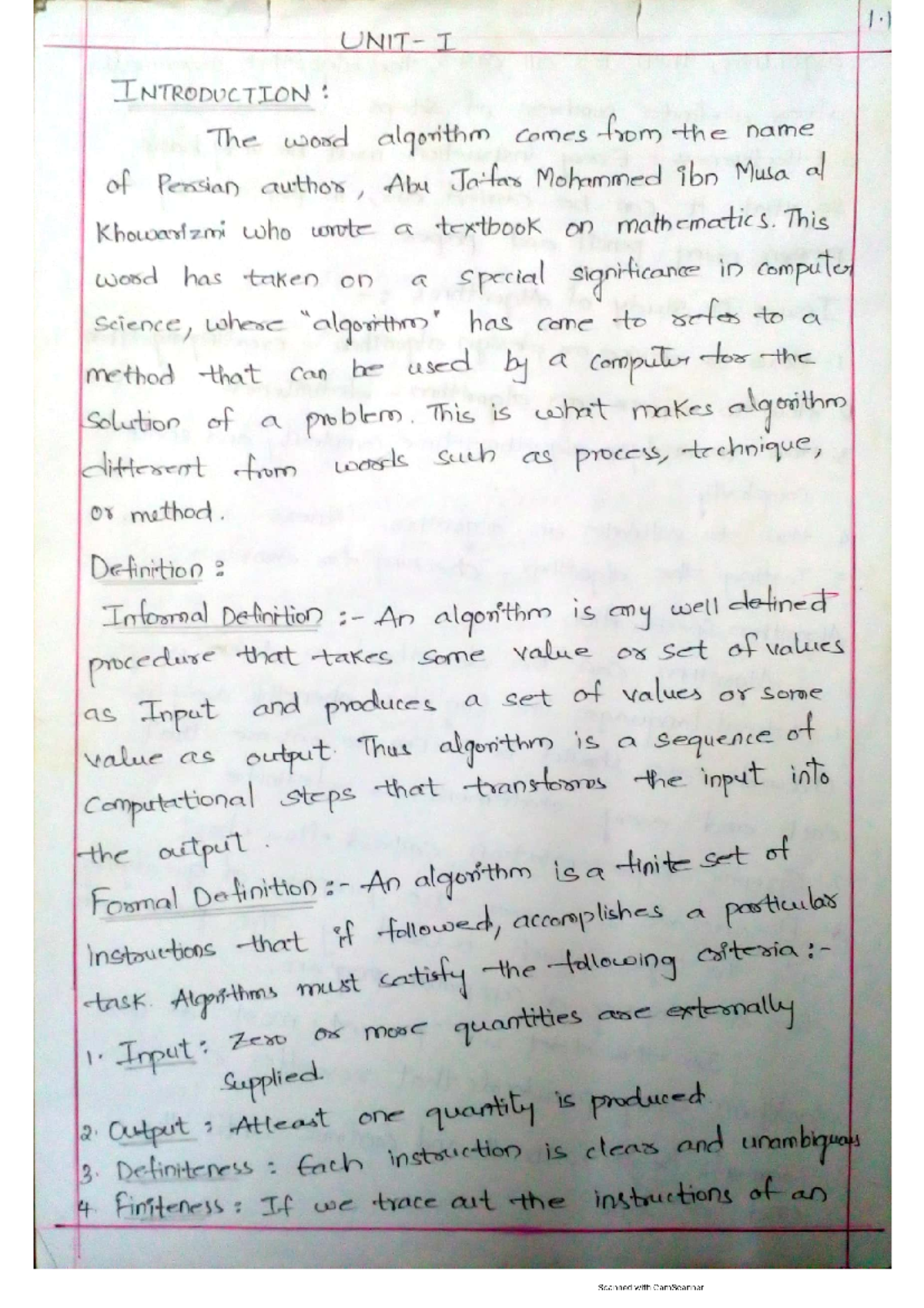 DAA UNIT 1 - notes - Computer Science - Studocu