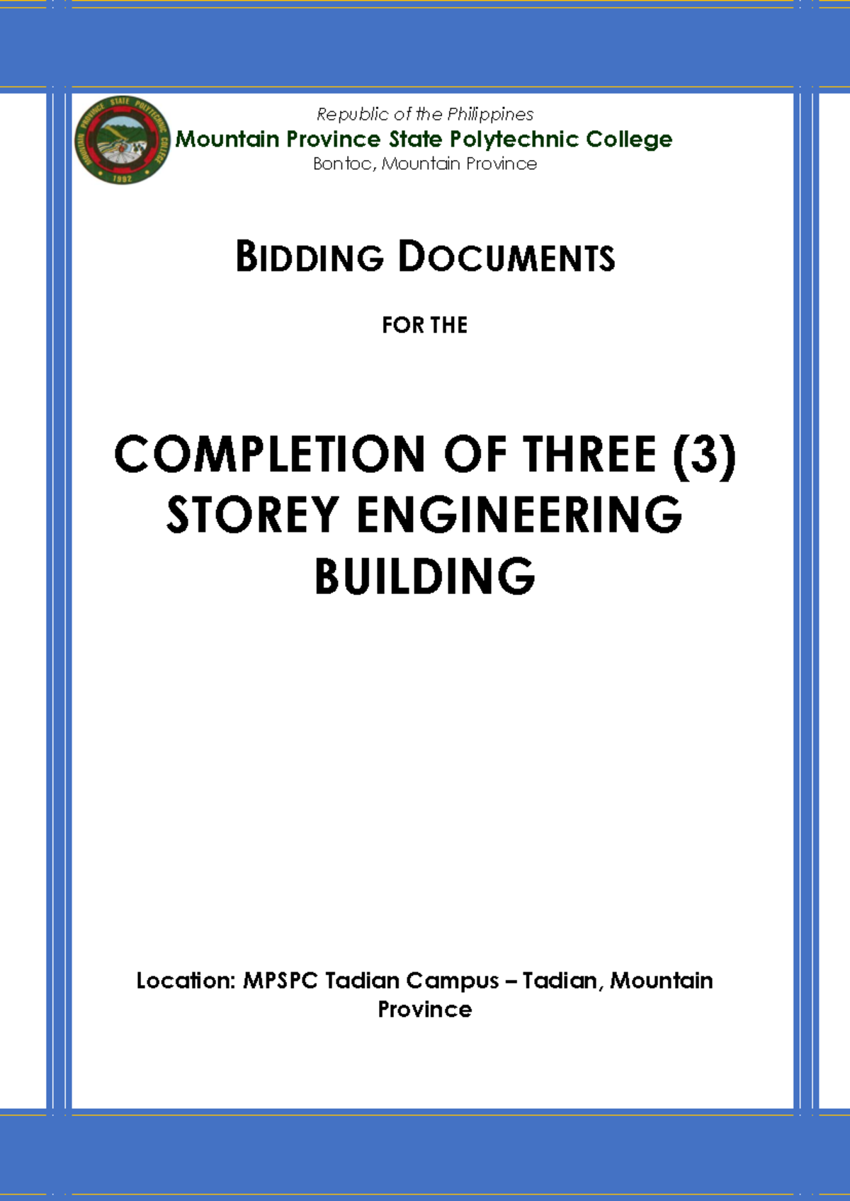 Completion OF Three 3 Storey Engineering Building - Republic of the ...