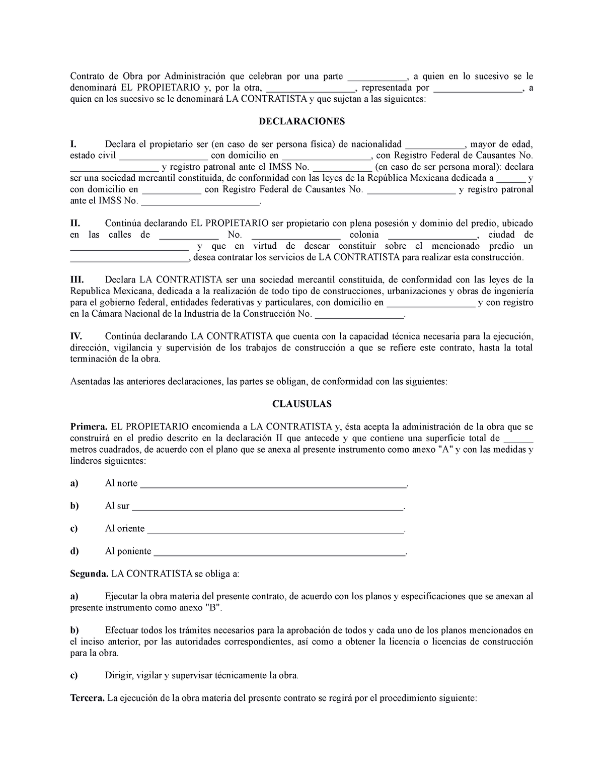 Contrato de administración de obra - Contrato de Obra por ...