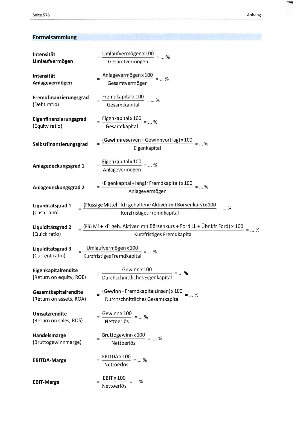 Kennzahlen Formelsammlung - Seite 578 - Anhang Formelsammlung ...