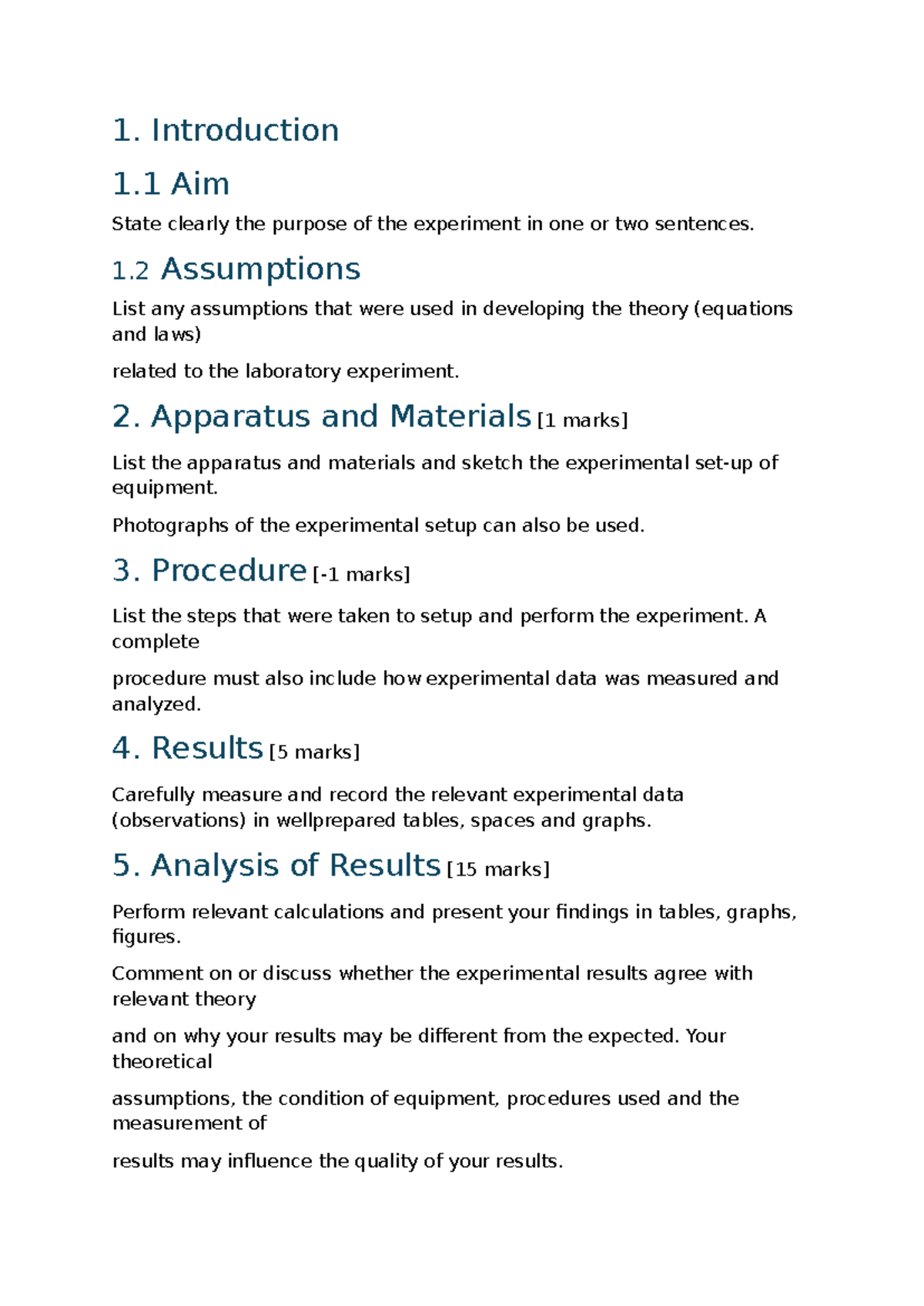 Bernoulli's principle lab report - 1. Introduction 1 Aim State clearly ...