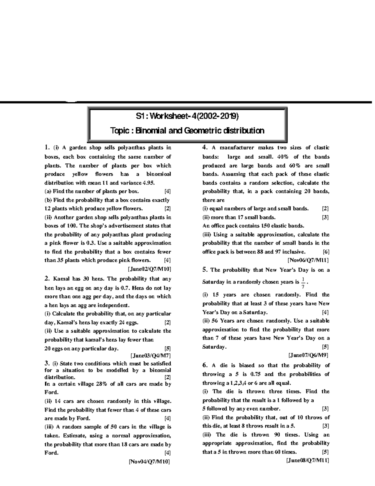 Binomial Distribution Worksheet Binomial Probability