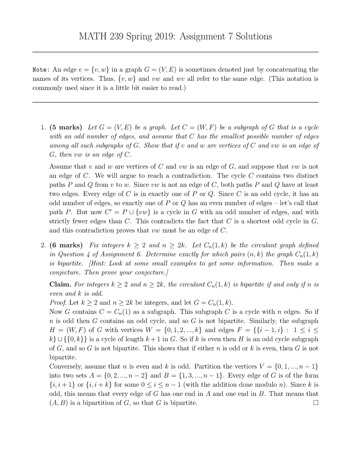 math 239 assignment solutions