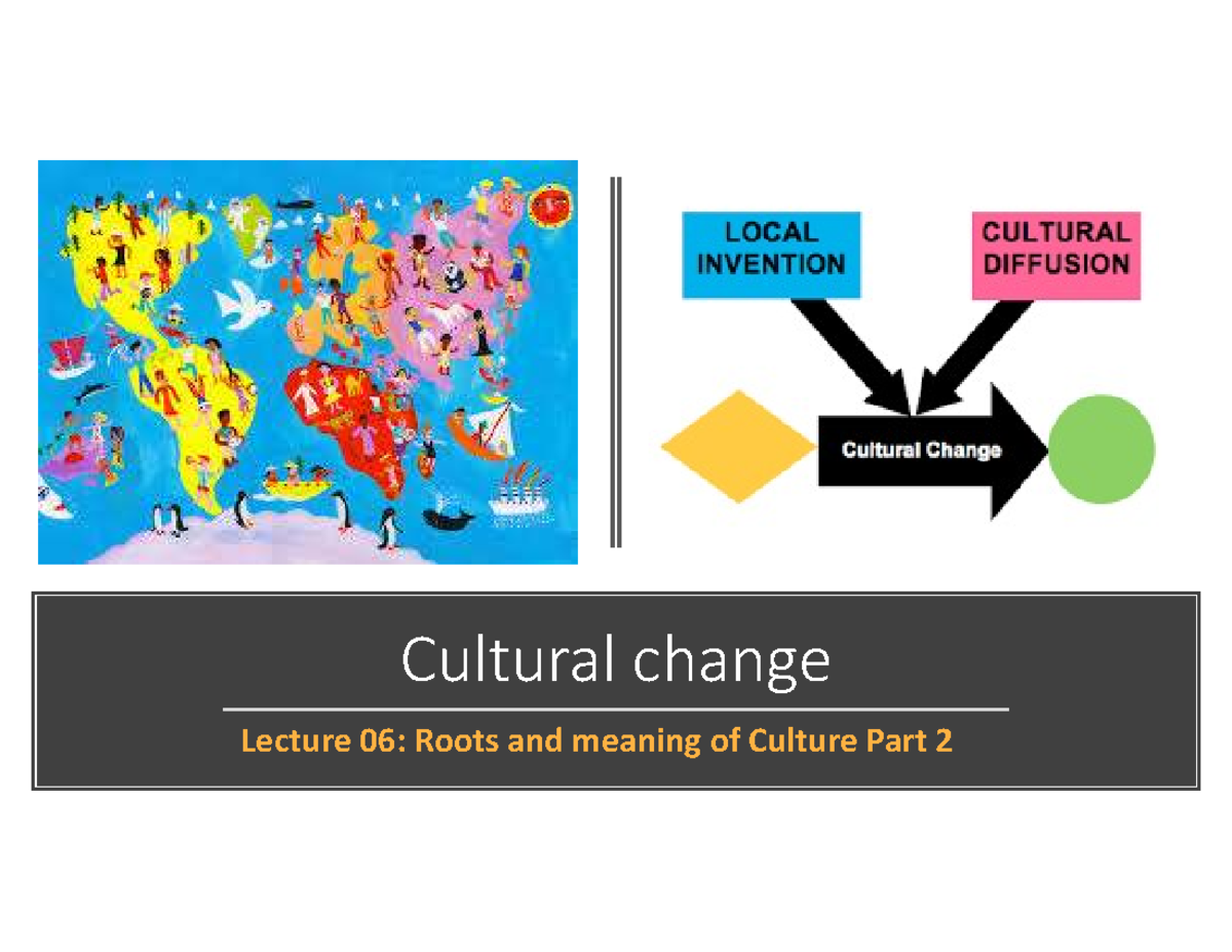 Lecture 06 Roots and Meaning of Culture Part 2 Cultural change