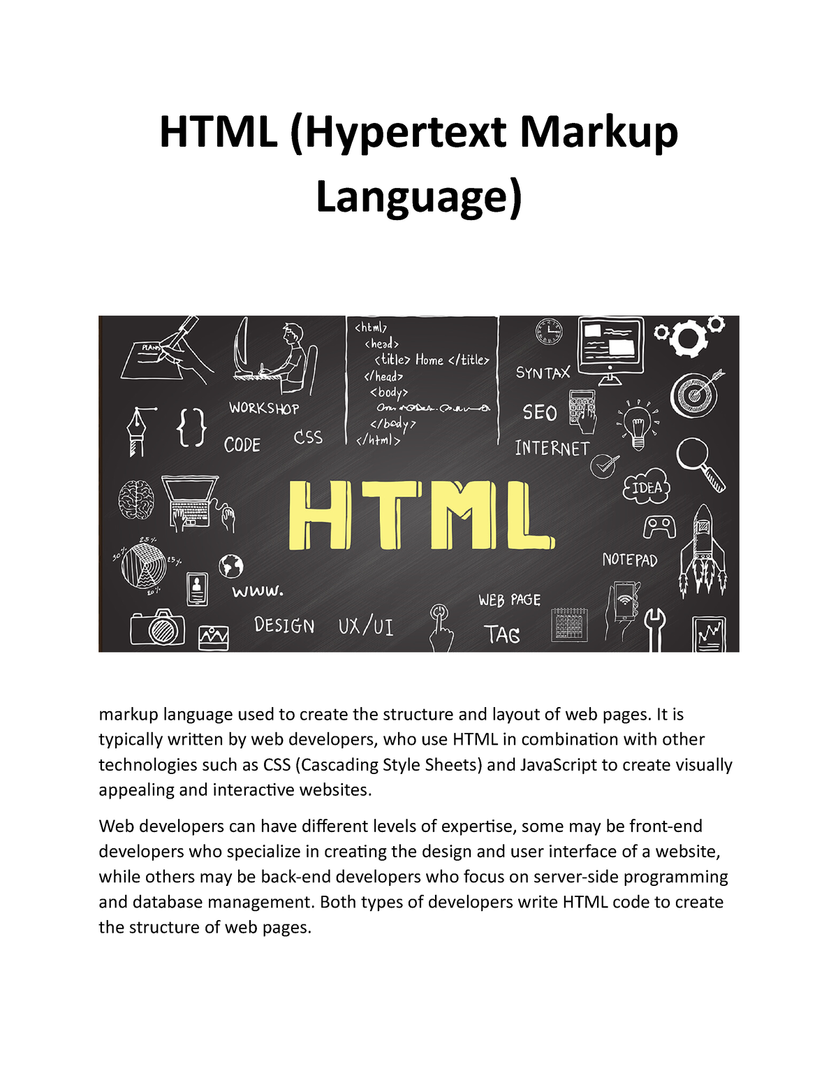 HTML (Hypertext Markup Language) - HTML (Hypertext Markup Language ...