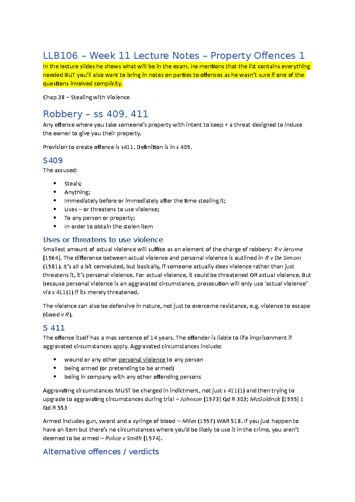 LLB106 - Week 11 Notes - Property 1 - LLB106 Week 11 Lecture Notes ...