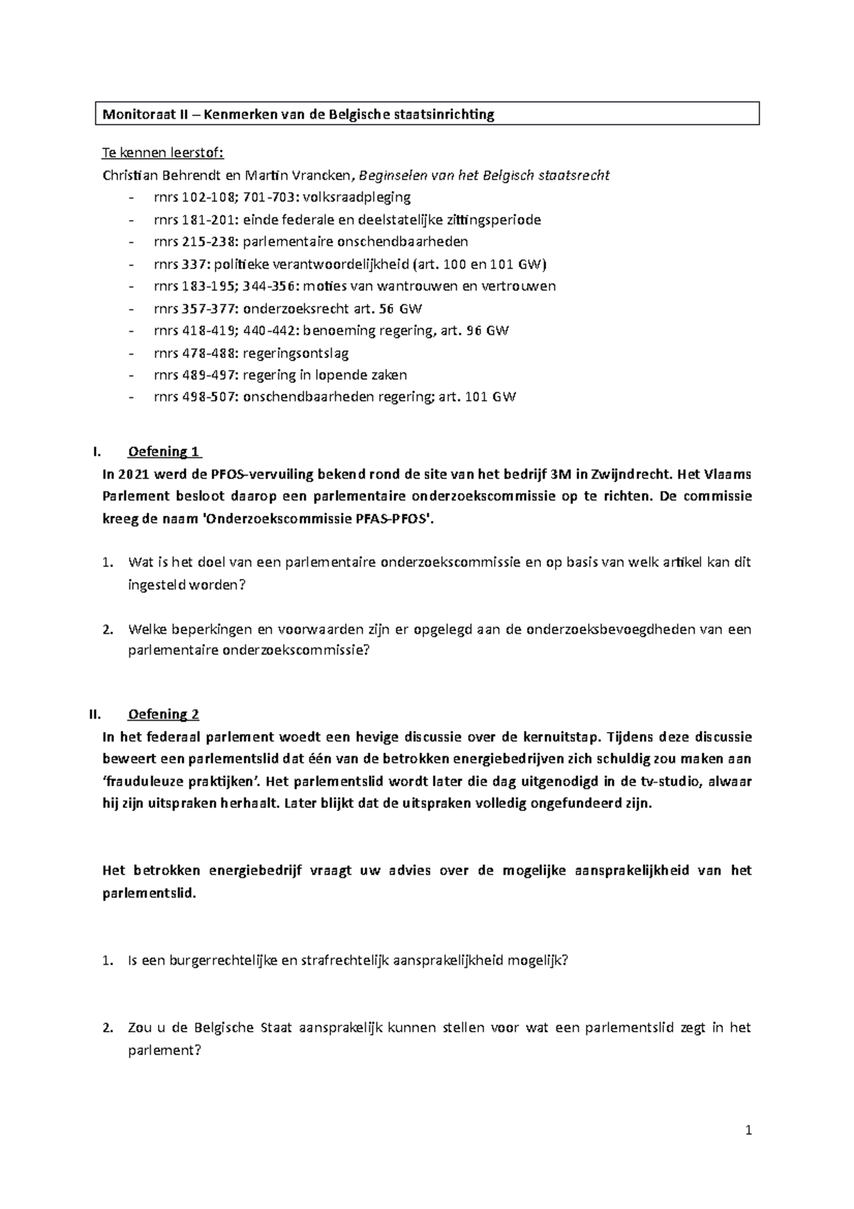 Oefeningen Monitoraat 2 Monitoraat II Kenmerken Van De Belgische