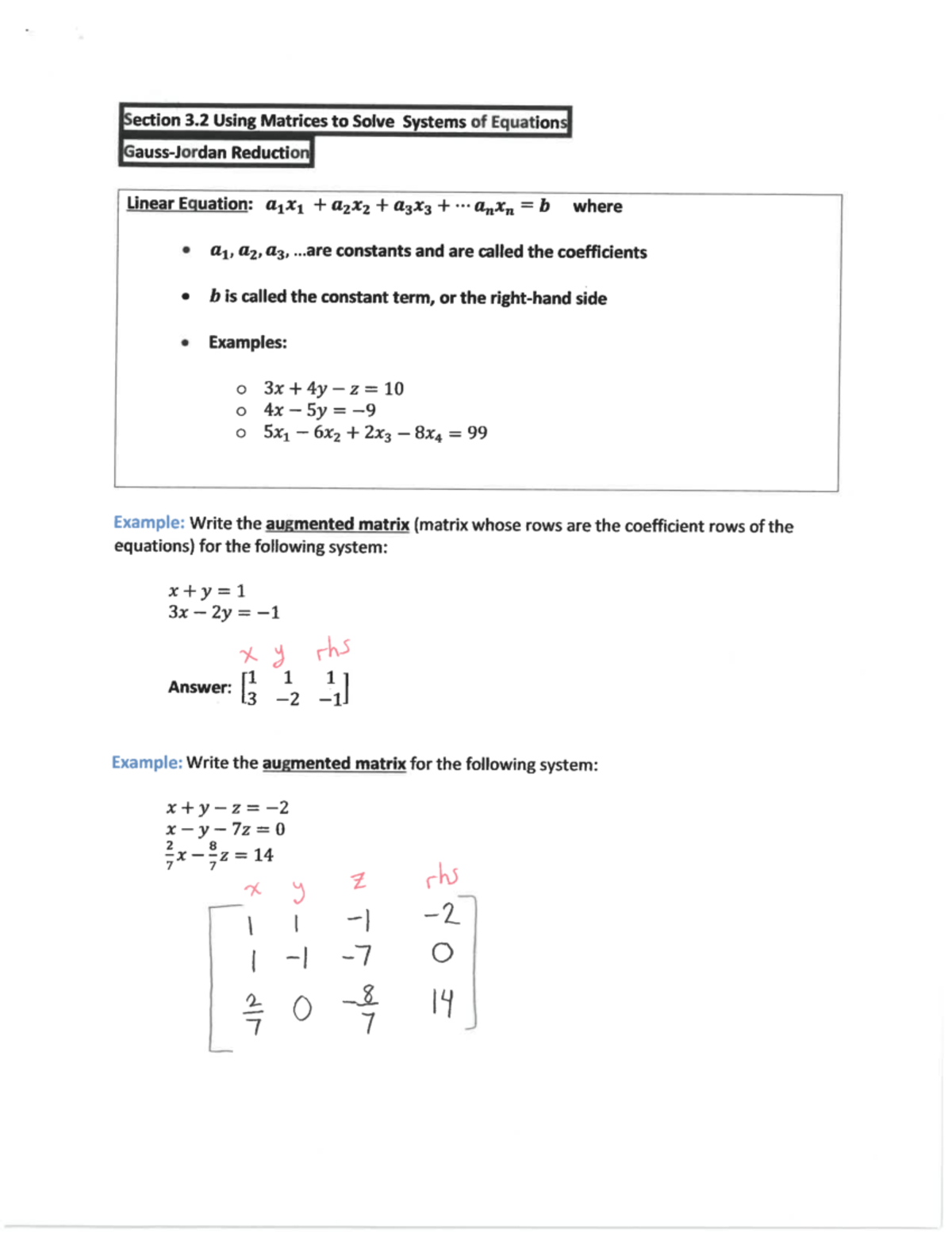 NKU MAT 114 Sec 3.2 Filled In Notes - MAT 114 - Studocu